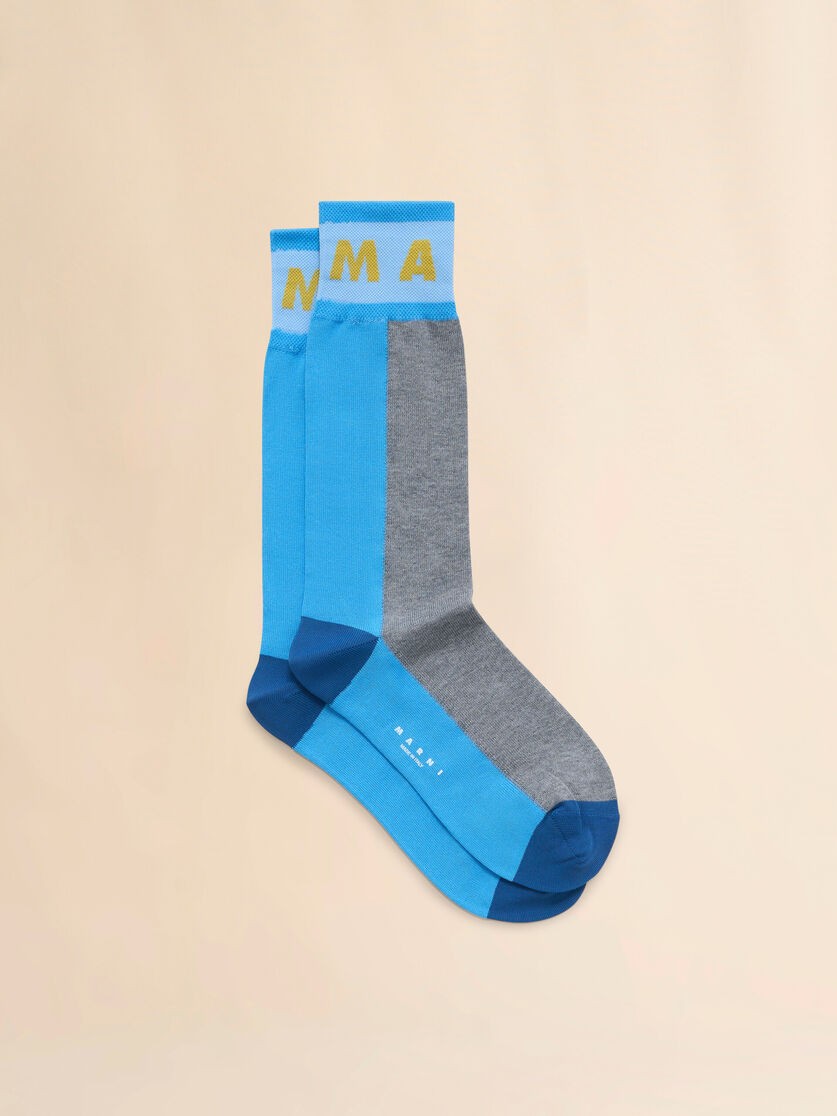 Blue colour-block cotton socks - Socks - Image 1