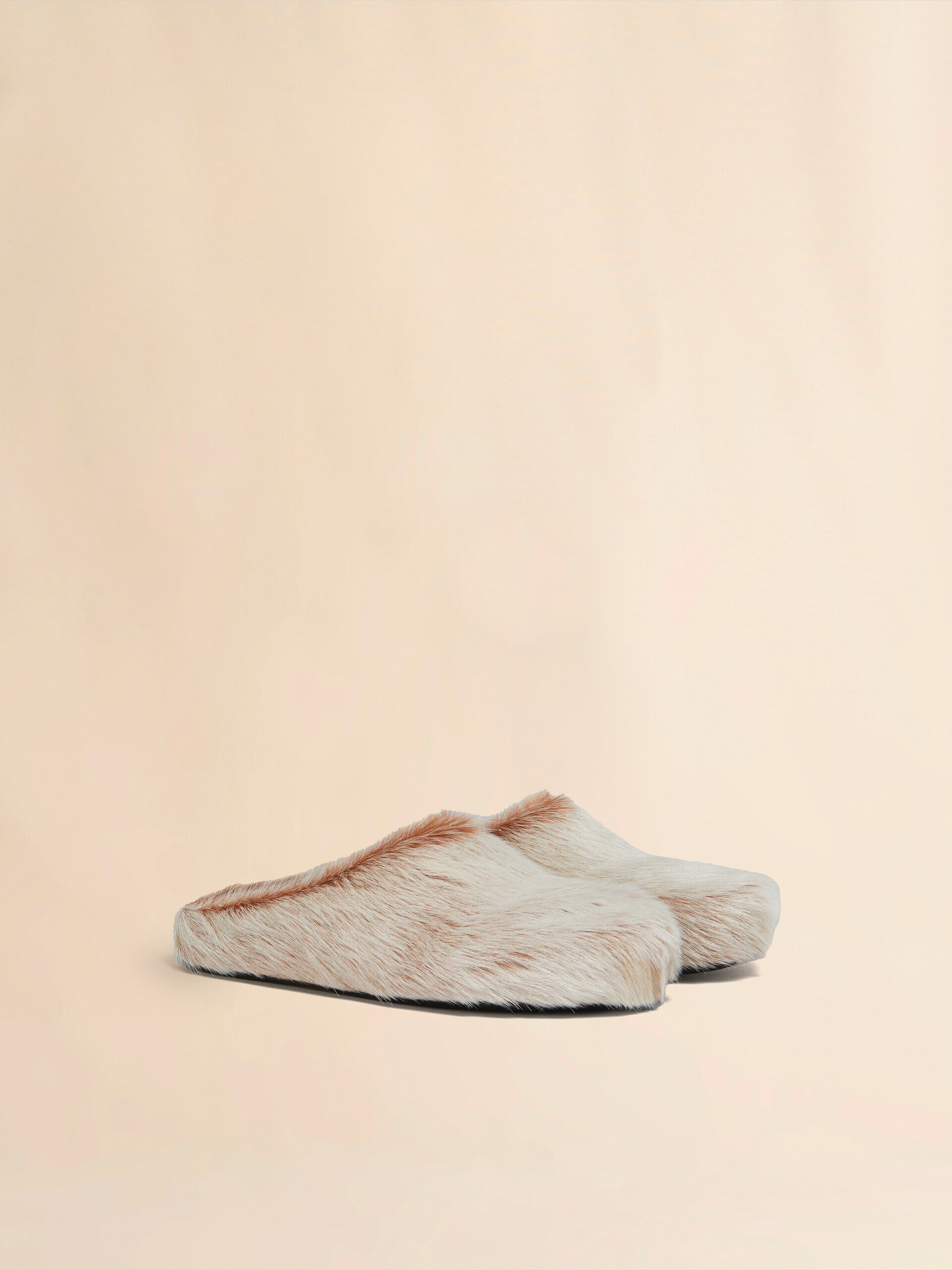 Beige long hair calfskin Fussbett sabot | Marni