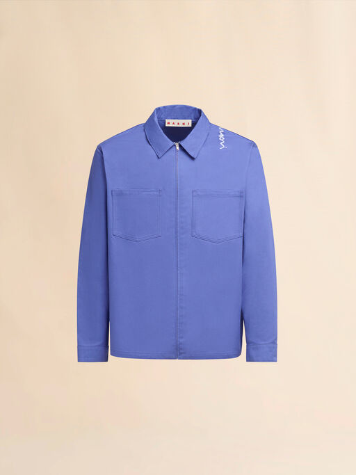Camisa índigo de algodón orgánico con bordado Marni Symbol - Camisas