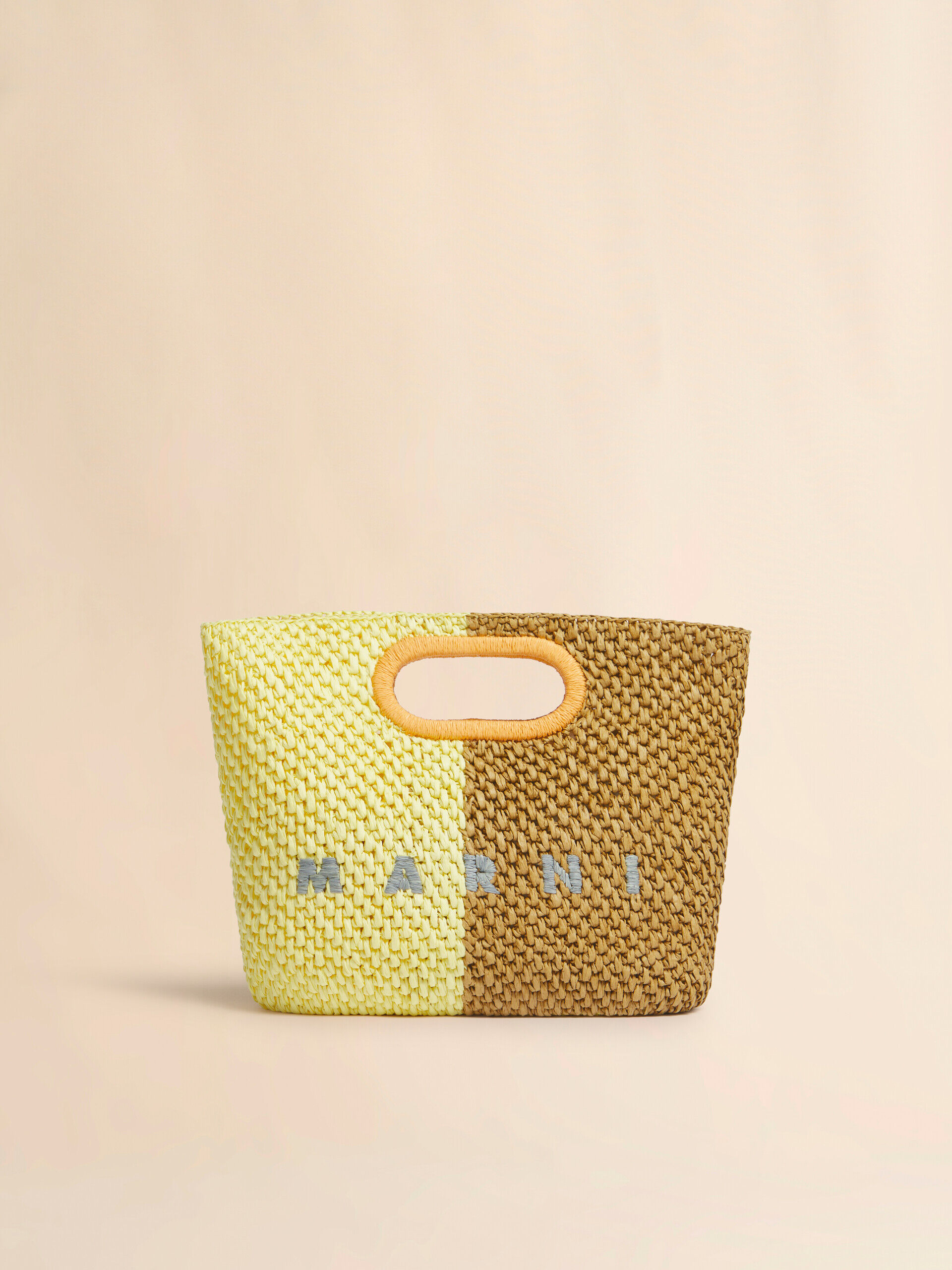Yellow and brown paper raffia Seaside clutch | Marni