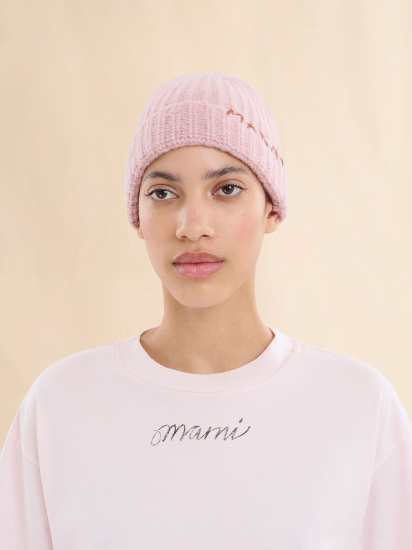 Blue Shetland wool beanie with Marni Mending - Hats - Image 2