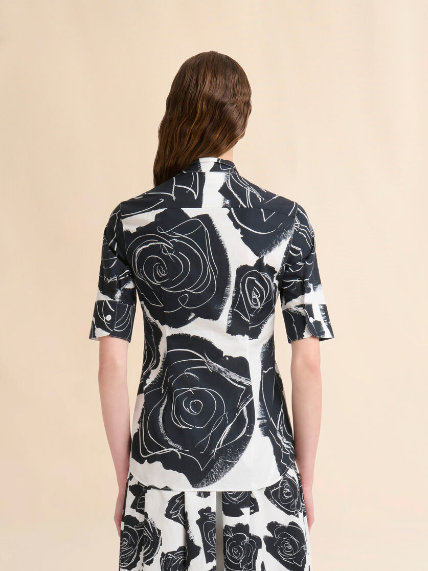 White poplin short-sleeve shirt with Cybele print - Shirts - Image 3