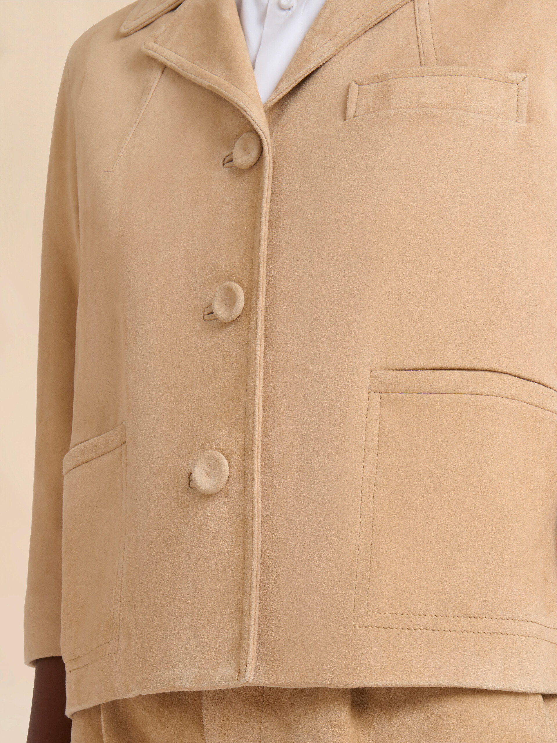 Camel suede boxy jacket - Jackets - Image 5