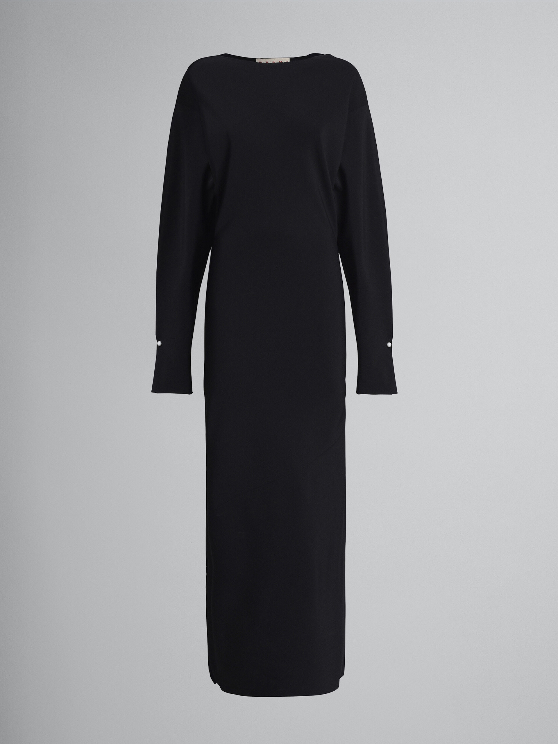 Black stretch cady long dress - Dresses - Image 1