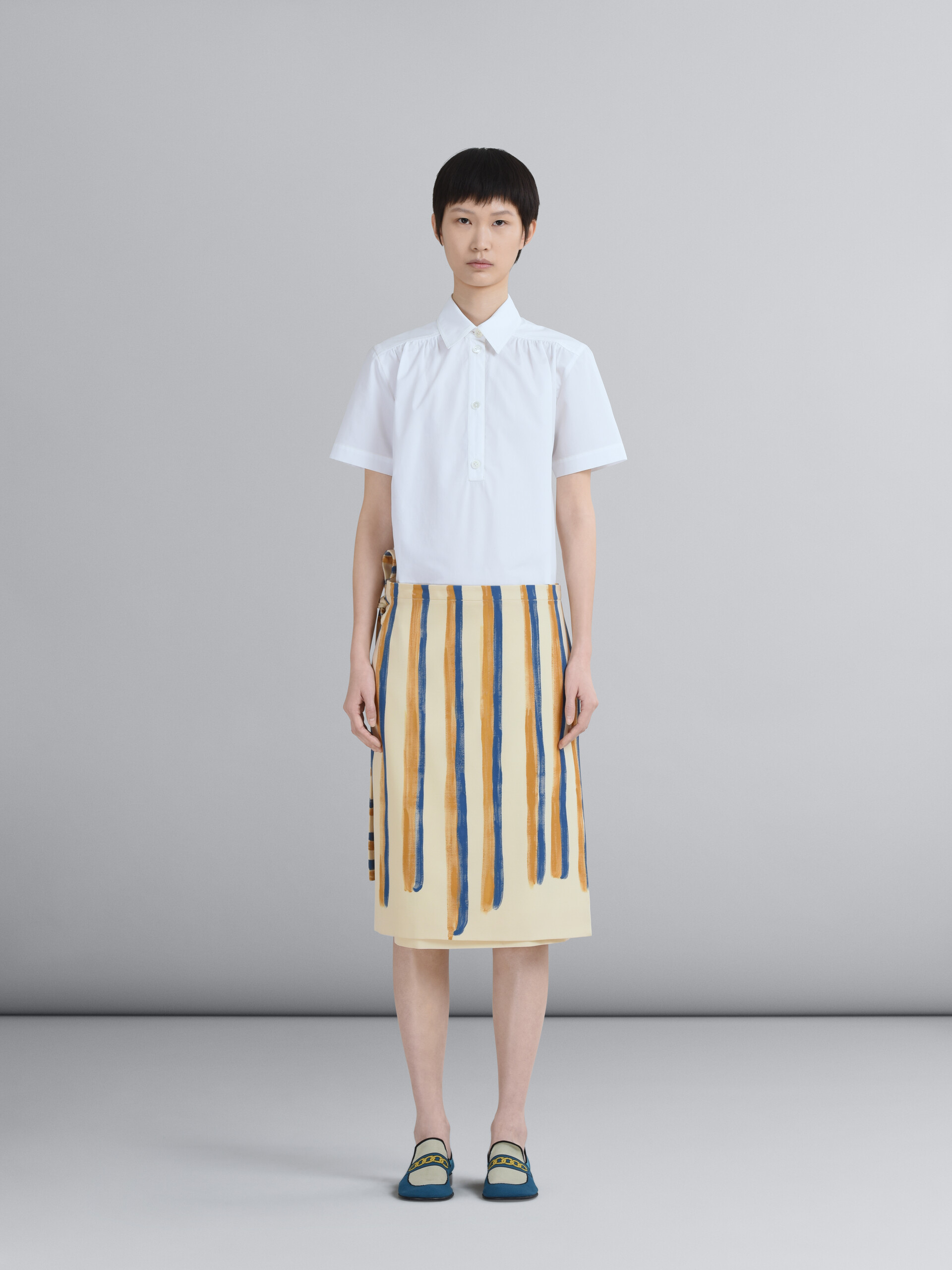 Watercolour Stripe grain de poudre wrap skirt - Skirts - Image 2