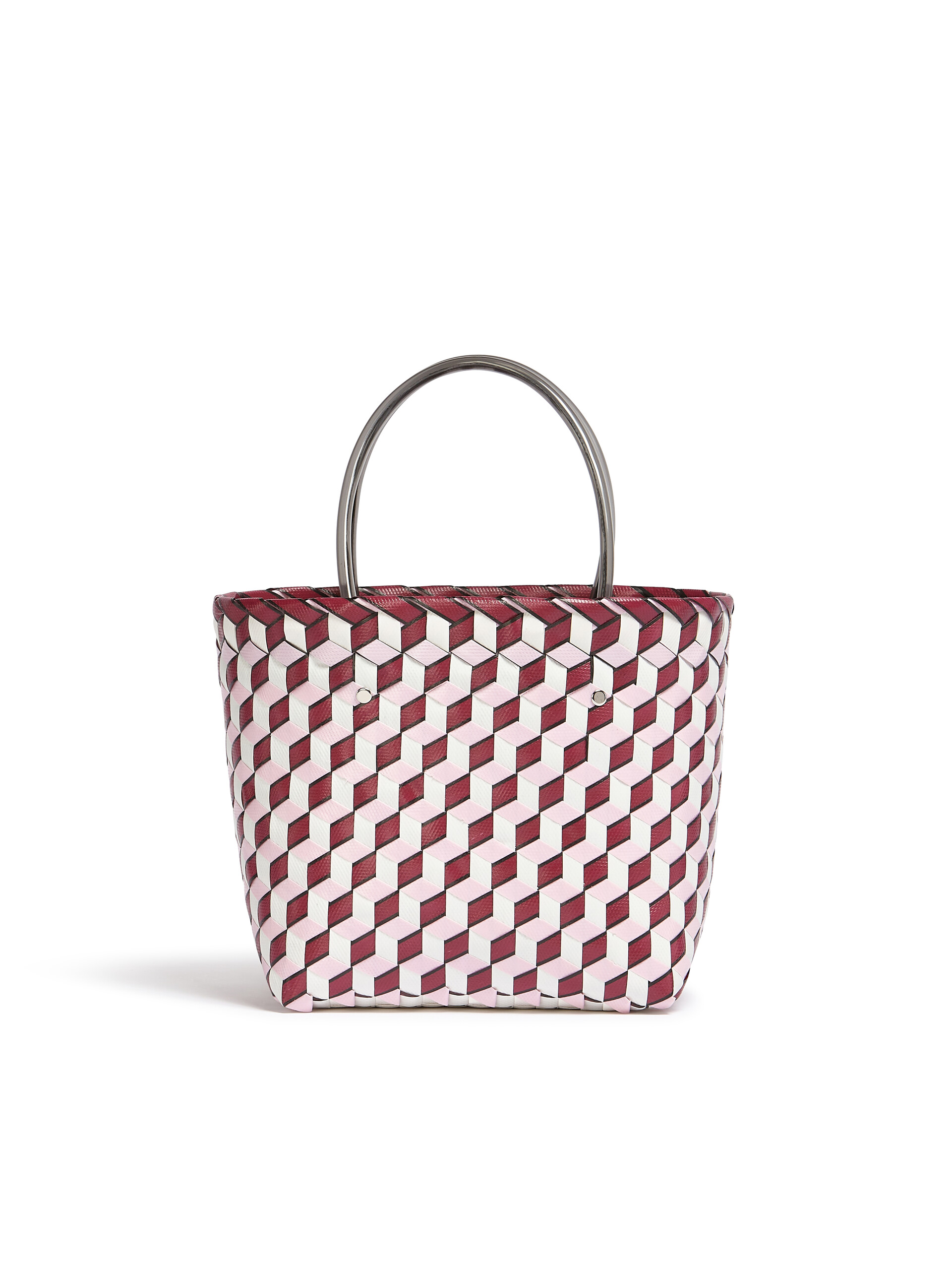 MARNI MARKET 3D BAG in burgundy cube woven material - Shopping Bags - Image 3