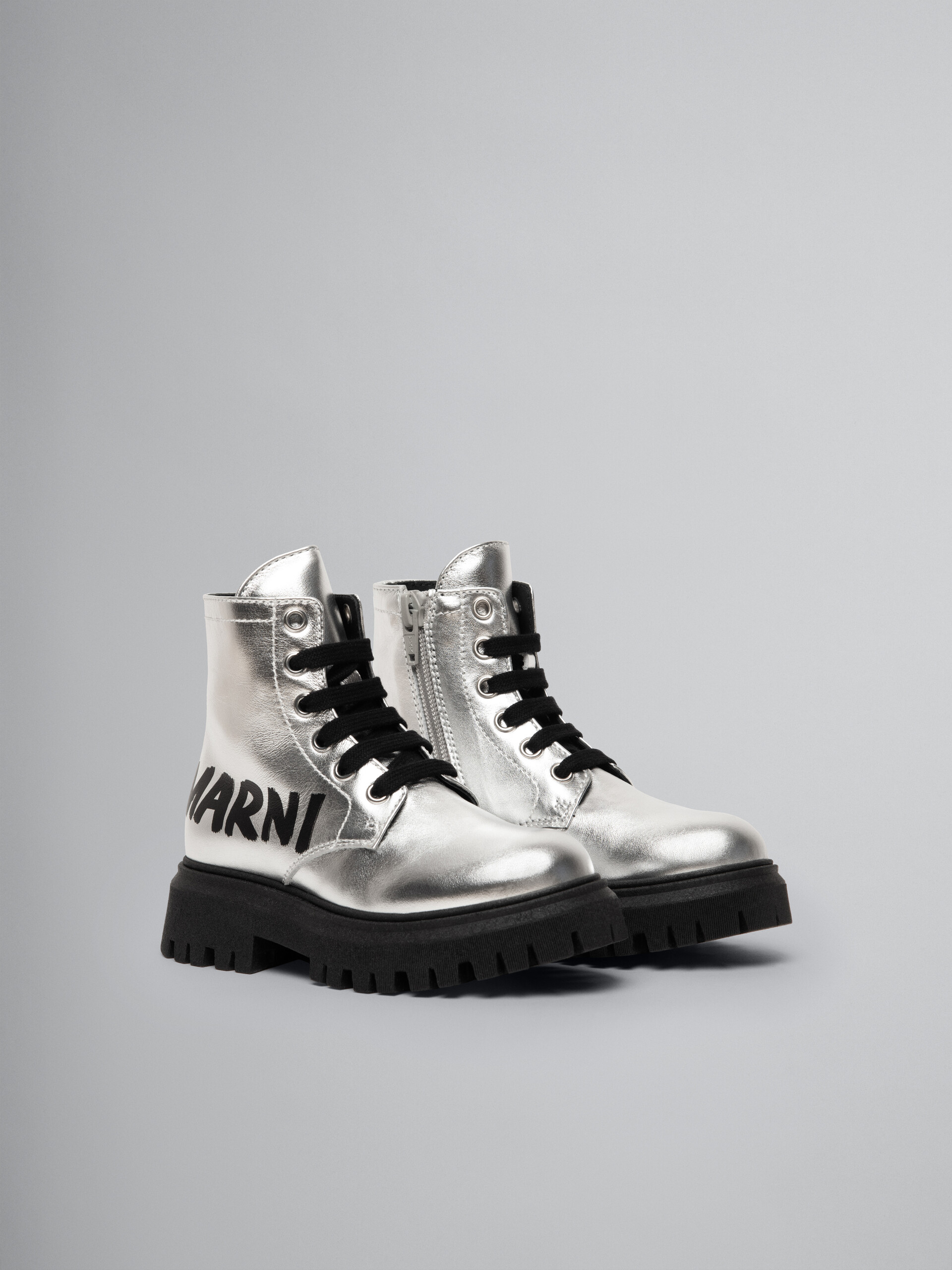 Silver leather combat boot with Brush logo - Other accessories - Image 2