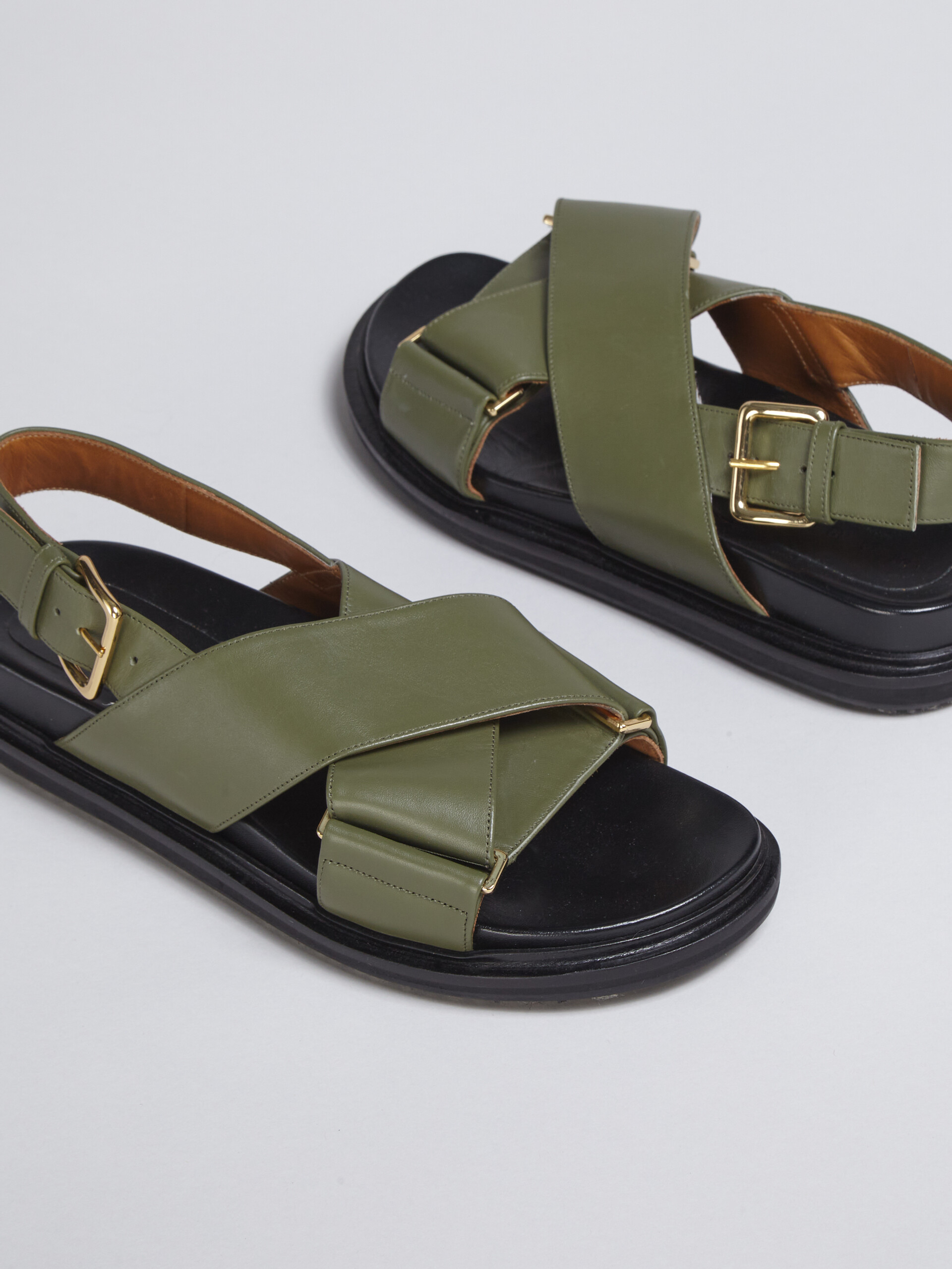 Green smooth calf leather fussbett - Sandals - Image 5