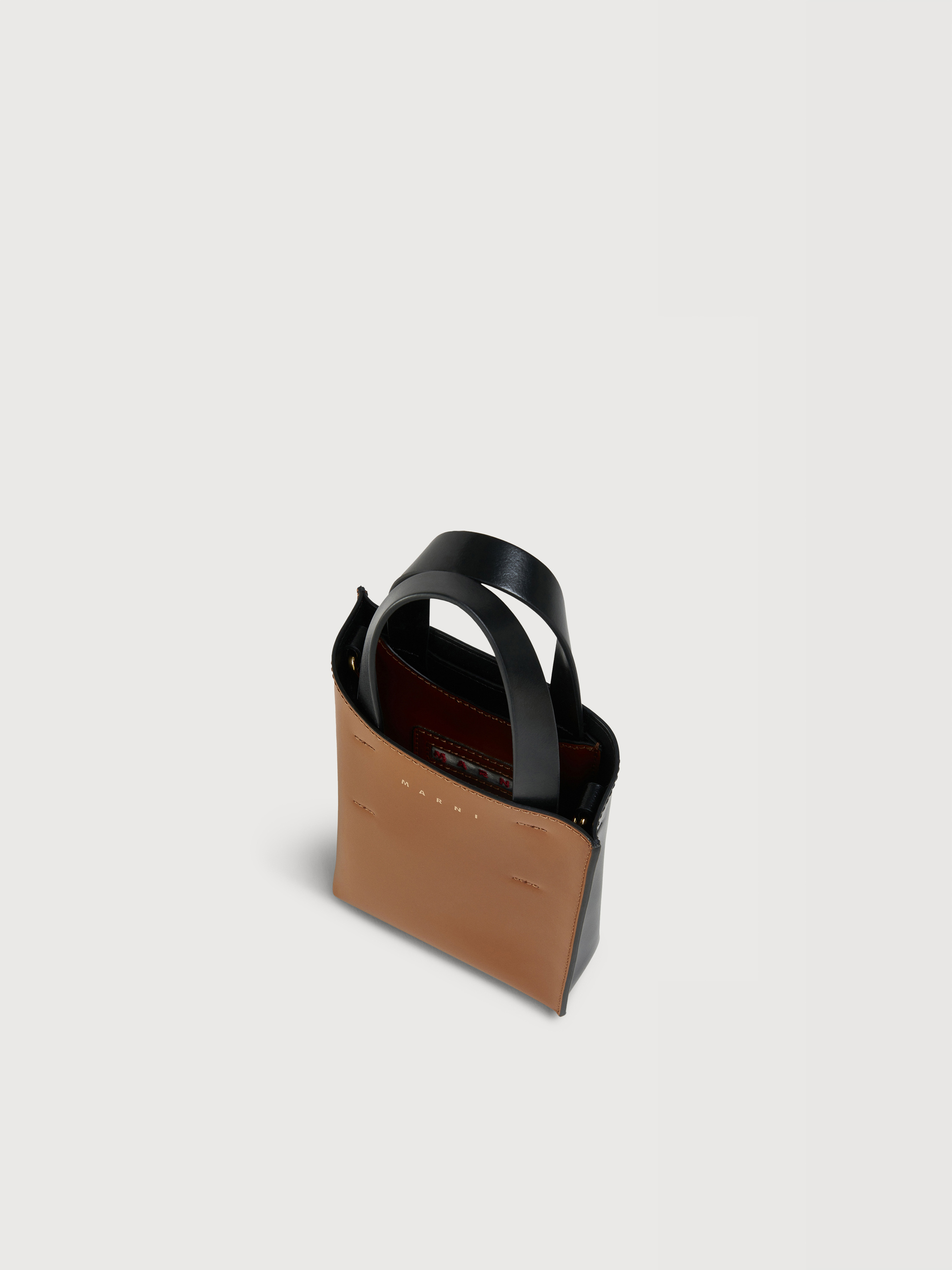 Museo Nano Bag in brown and black leather - Shopping Bags - Image 3