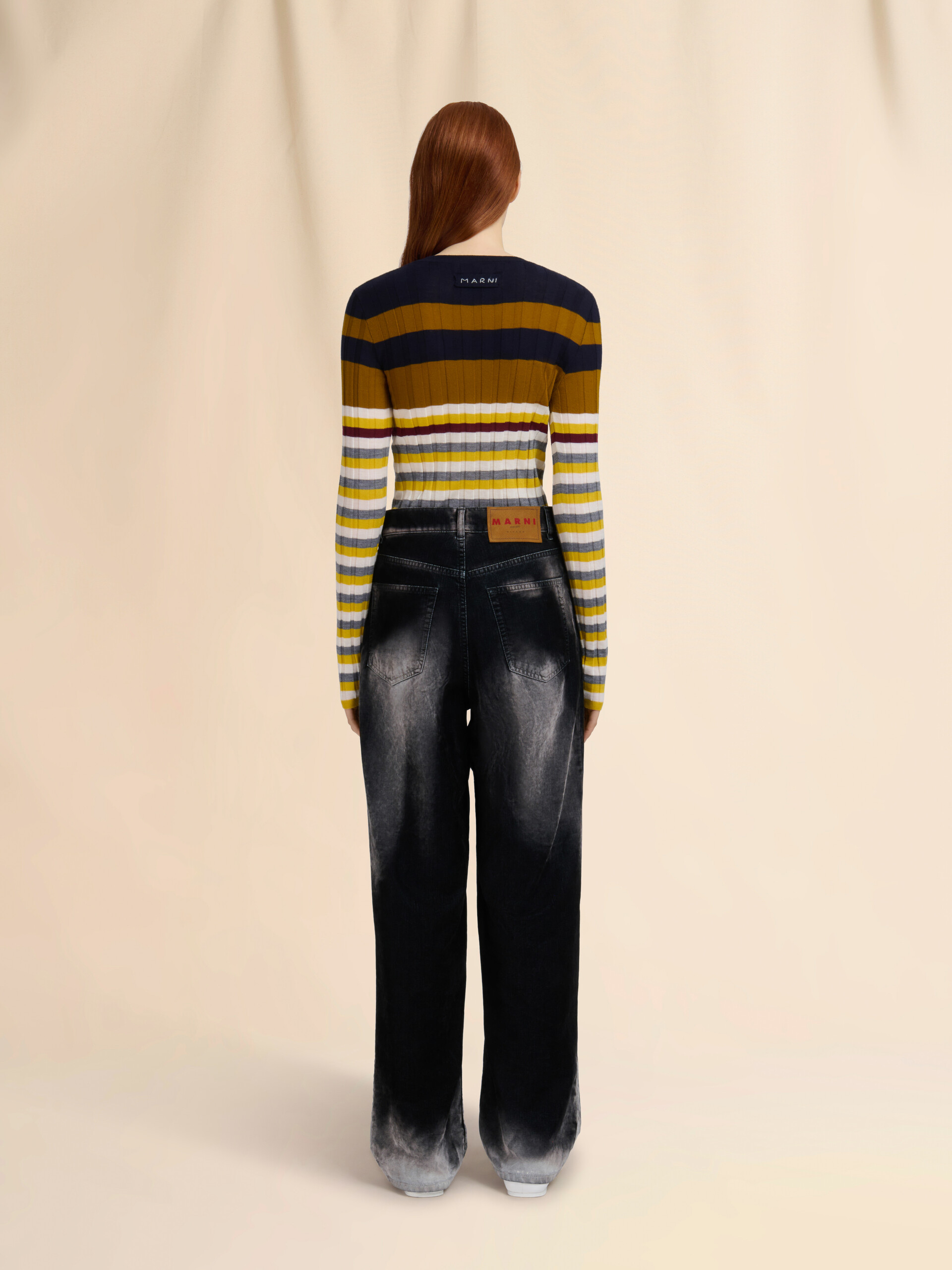 Black flocked denim jeans - Pants - Image 3