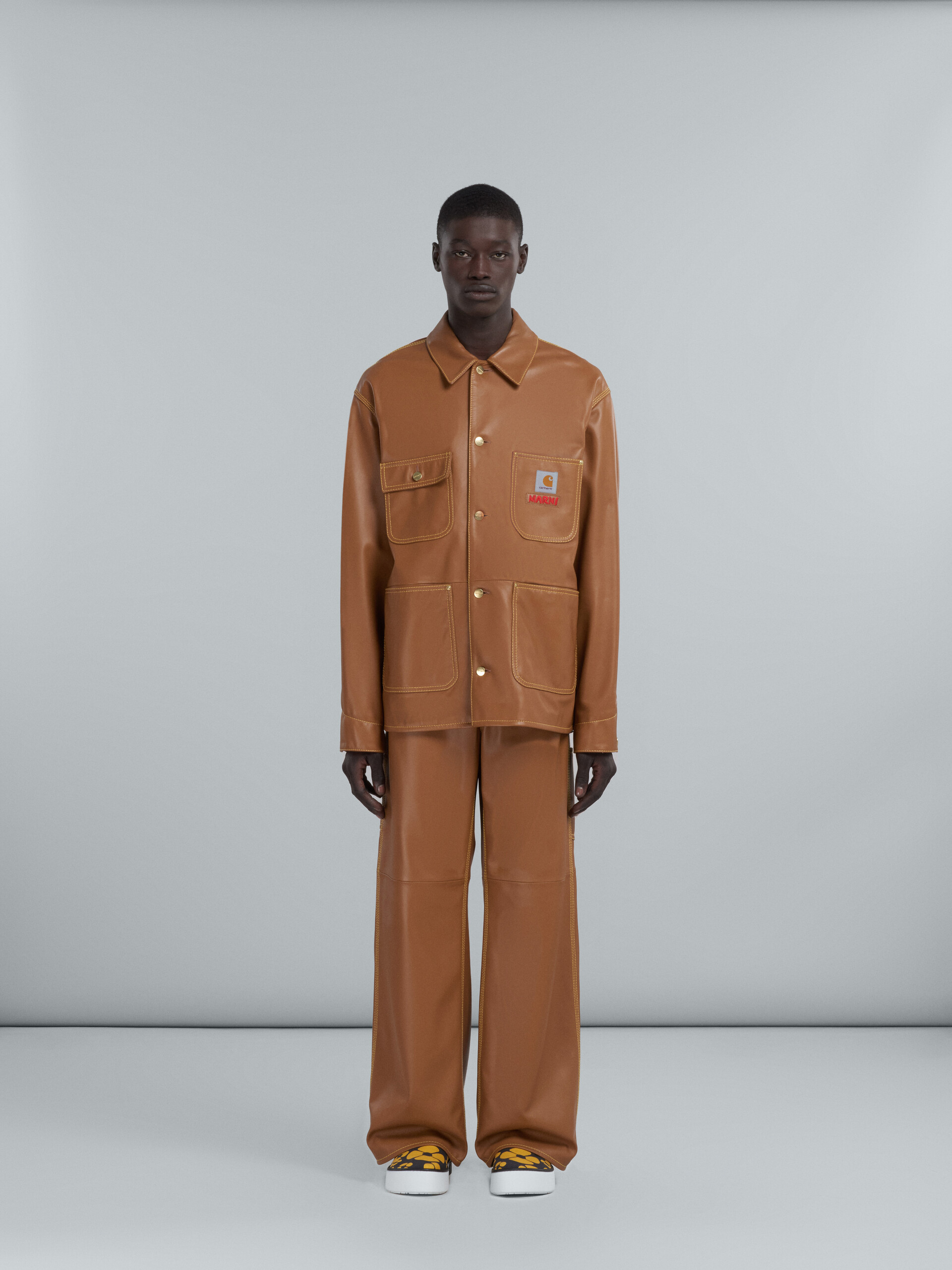 MARNI x CARHARTT WIP - brown leather trousers - Pants - Image 2