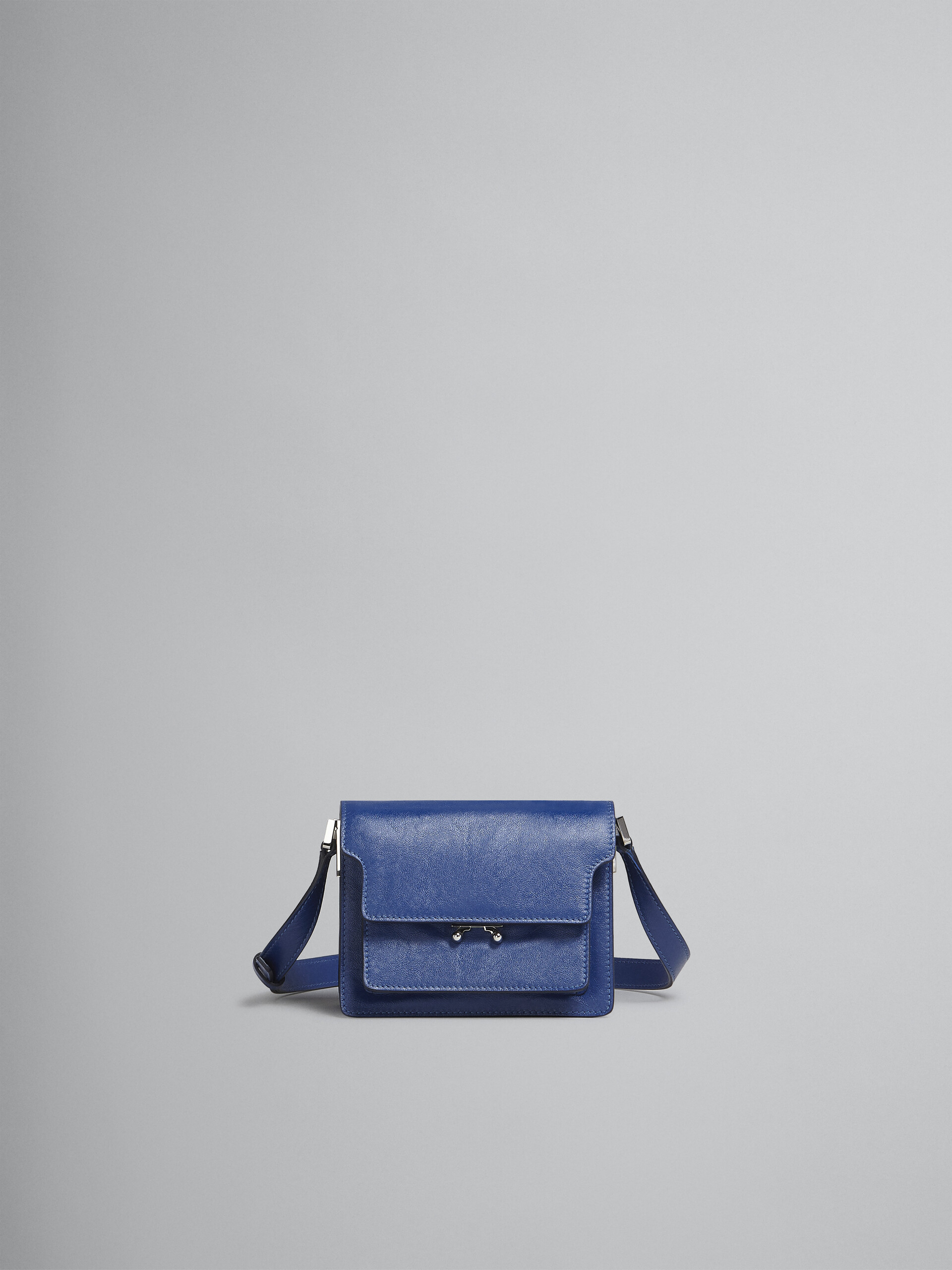 Trunk Soft Mini Bag in blue leather - Shoulder Bags - Image 1