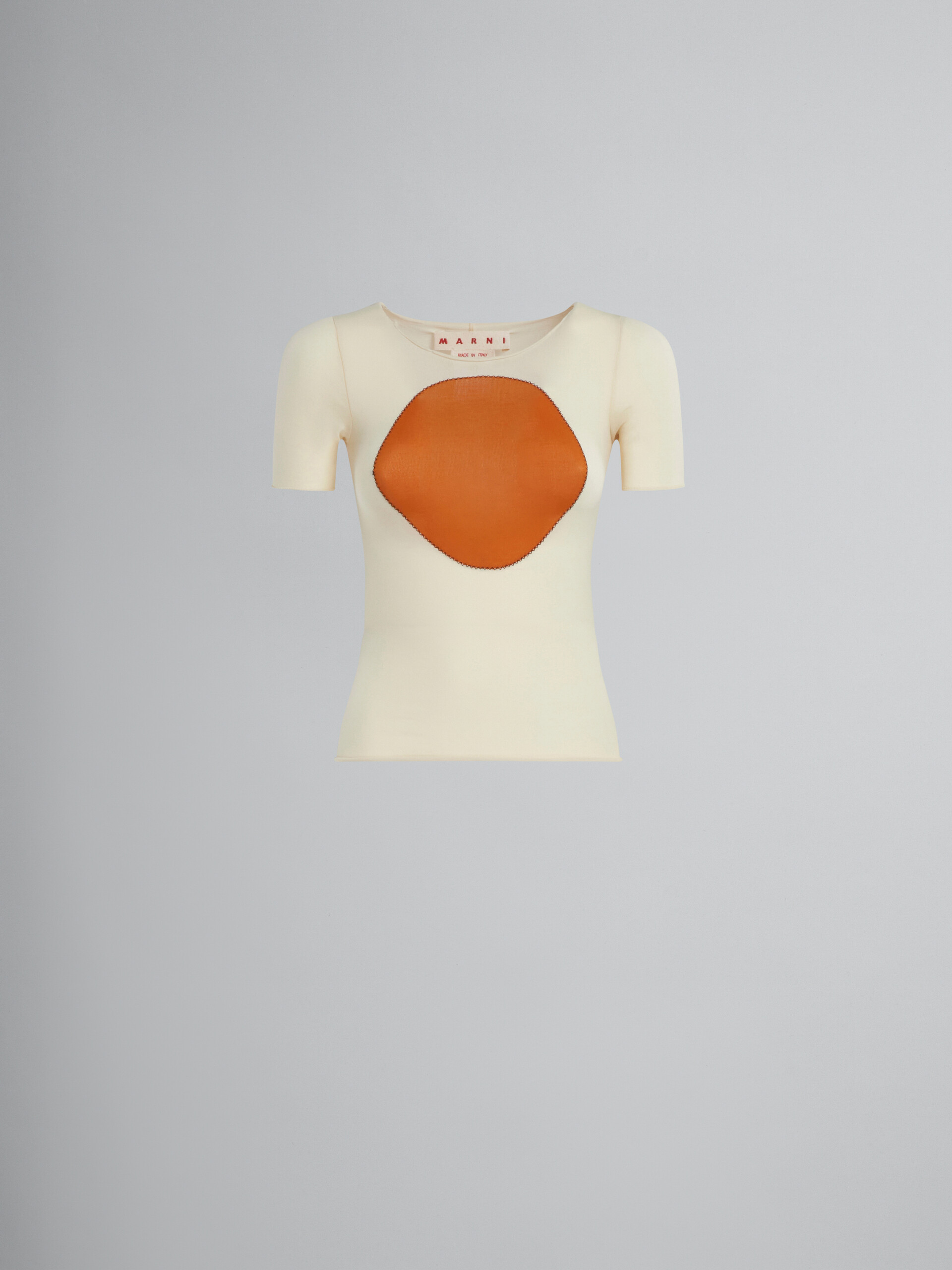T-shirt en nylon stretch jaune clair avec intarsia - pulls - Image 1