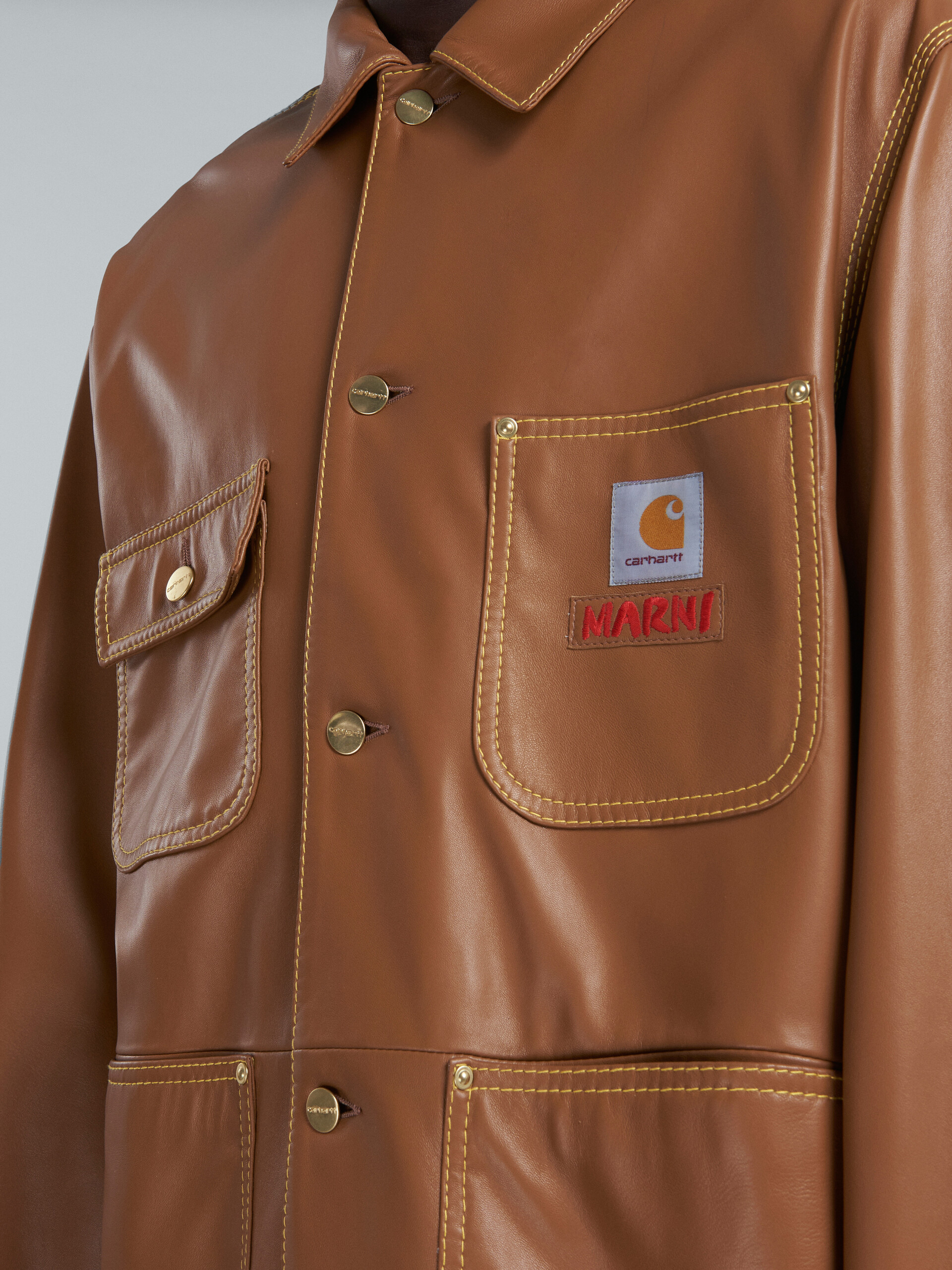 MARNI x CARHARTT WIP - brown leather jacket - Jackets - Image 5