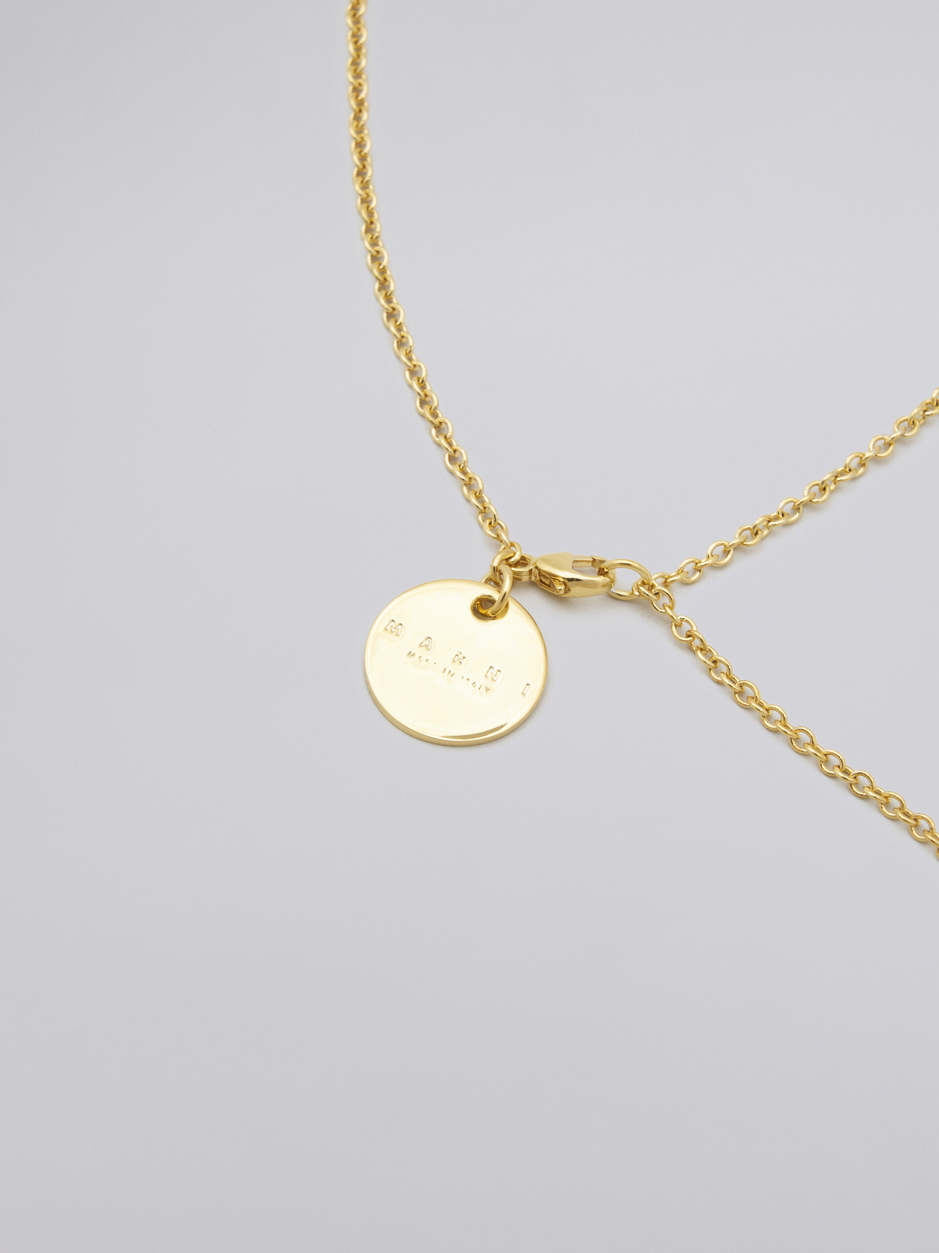 Gold-tone metal TRAPEZE necklace with transparent enamel-covered pendant - Necklaces - Image 3