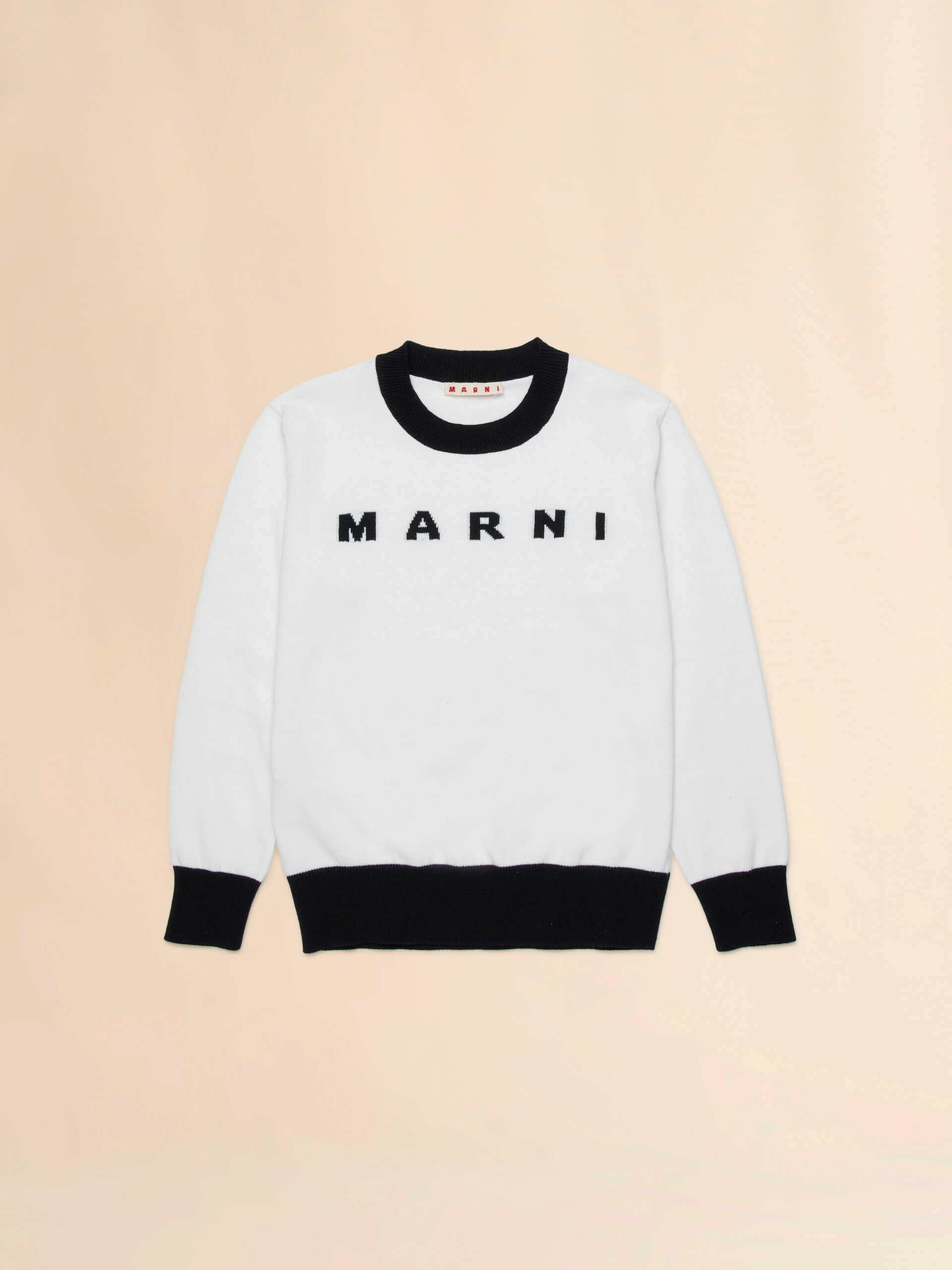 Felpa in cotone bianco con maxi logo Marni - Maglieria - Image 1