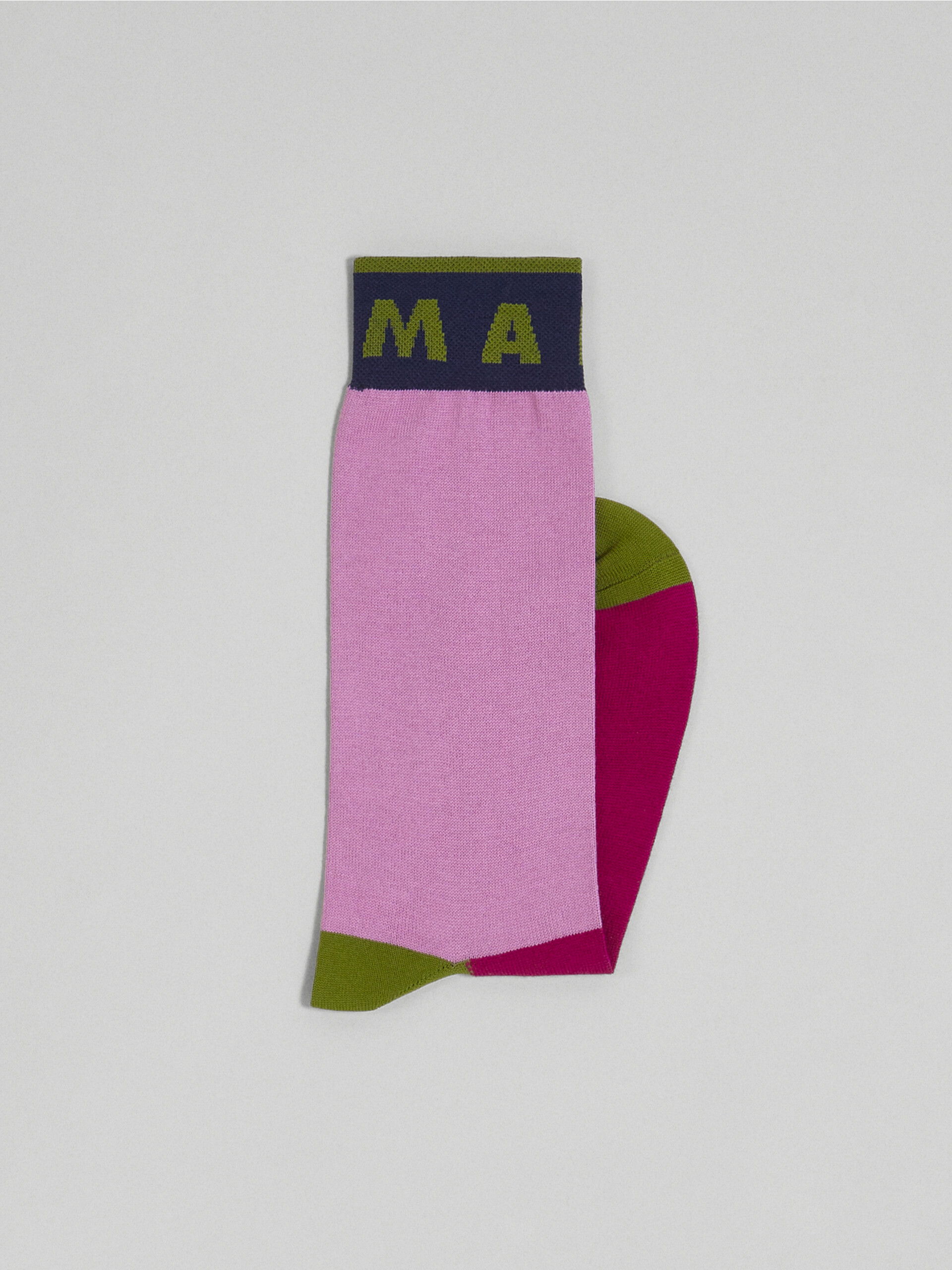 Pink fuchsia and green cotton and nylon sock - Socks - Image 2
