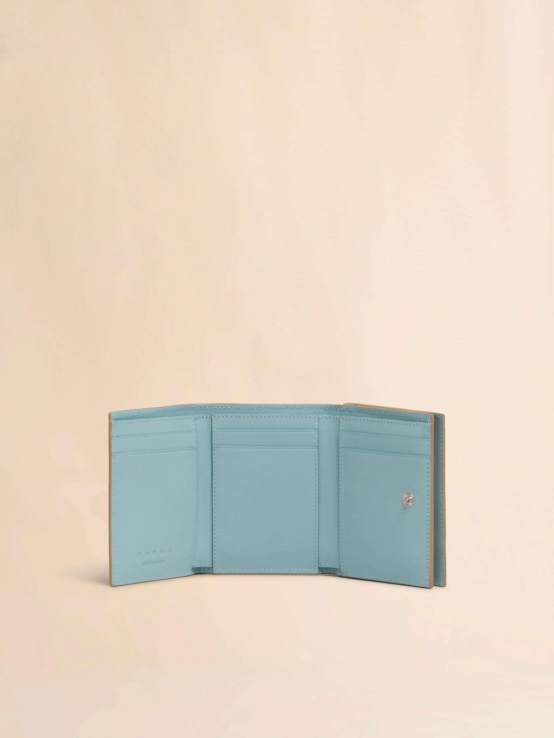 Black leather trifold wallet with Marni Mending embroidery - Wallets - Image 2