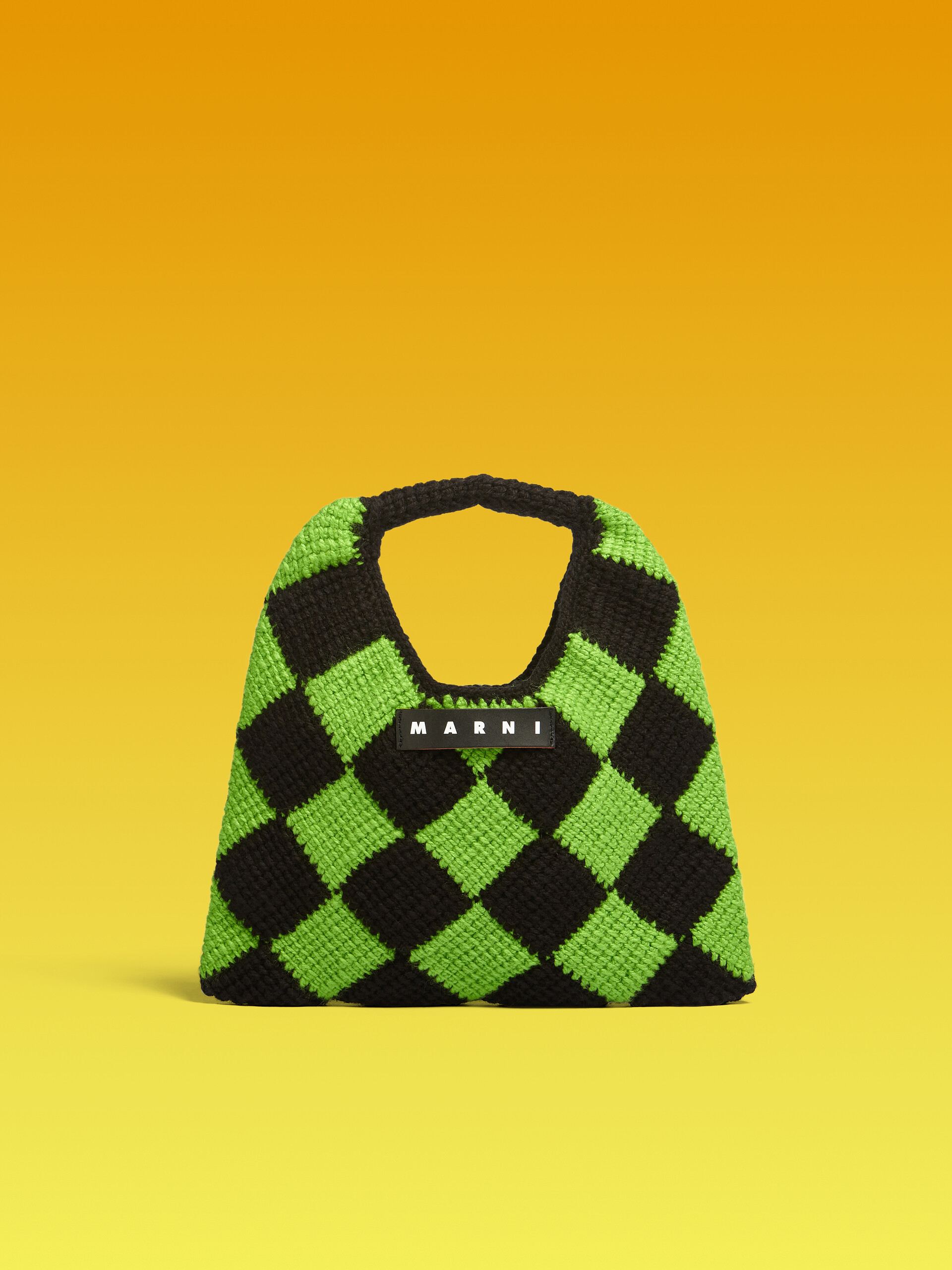 MARNI MARKET DIAMOND medium bag in green and black tech wool - Bags - Image 1