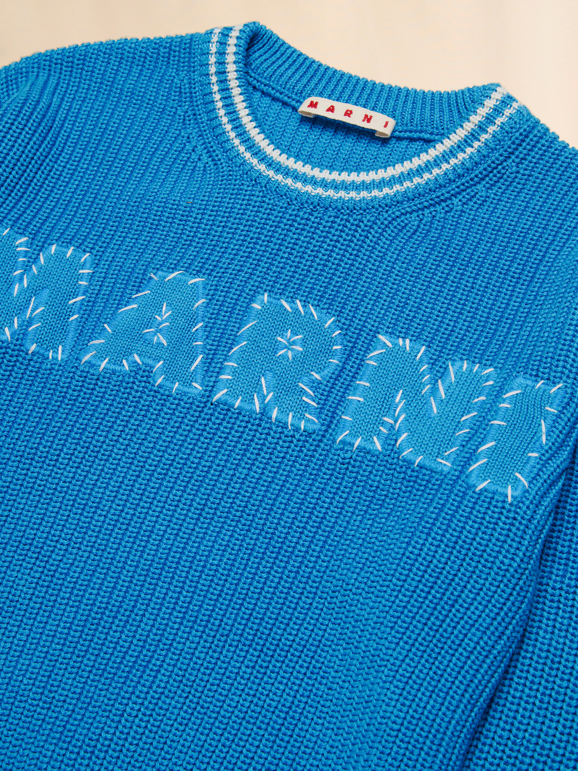 Pink cotton pullover with logo - Knitwear - Image 3
