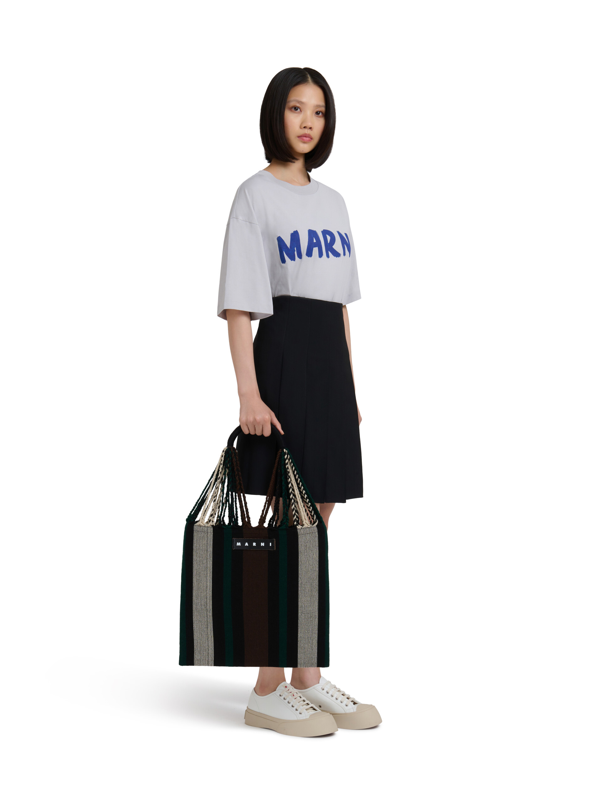 MARNI MARKET ポリエステル ショッピングバッグ ハンモック風ハンドル付き グレー/ターコイズ/レッド - ハンドバッグ - Image 2