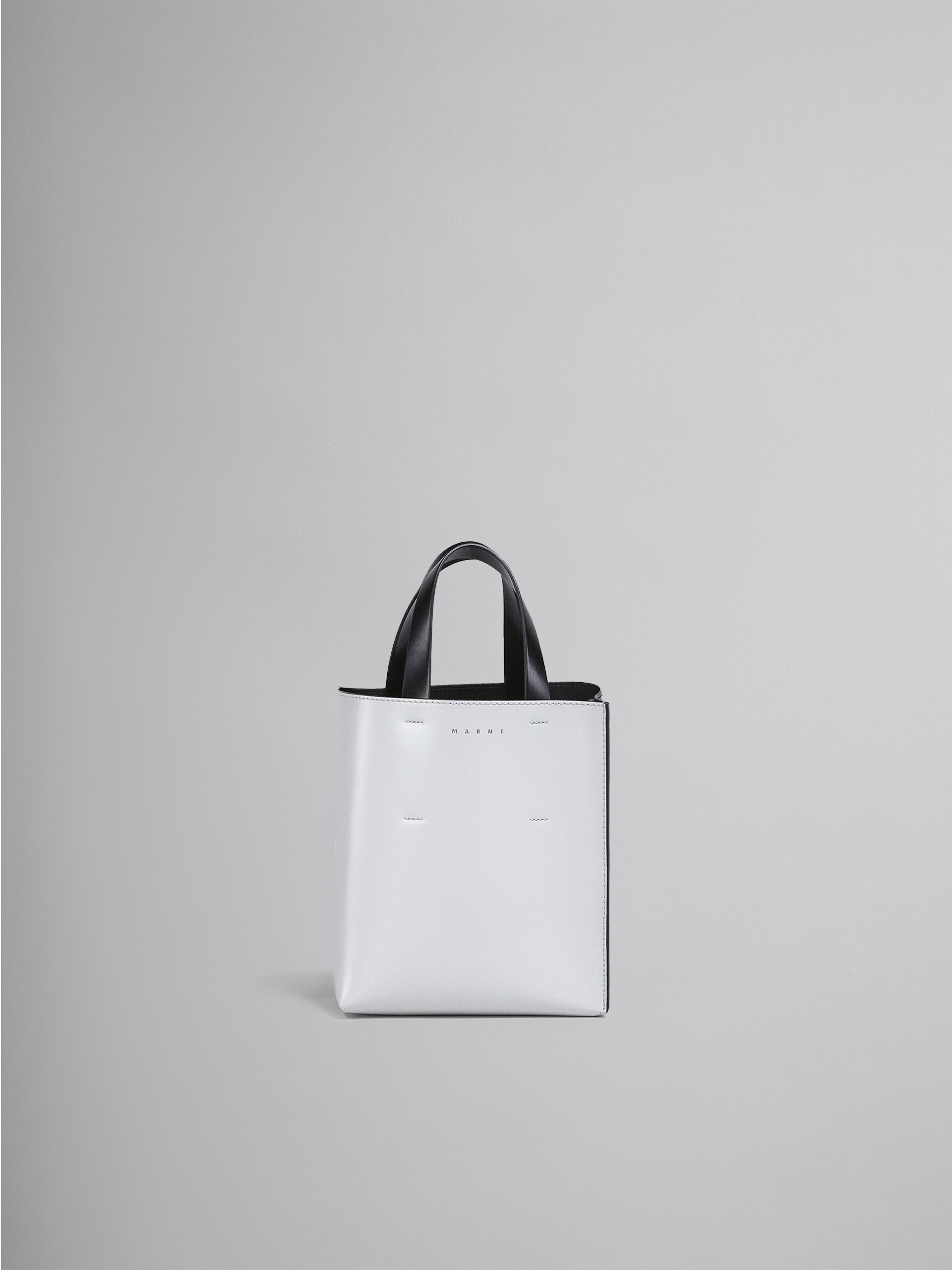 MUSEO mini bag in white and black leather - Shopping Bags - Image 1