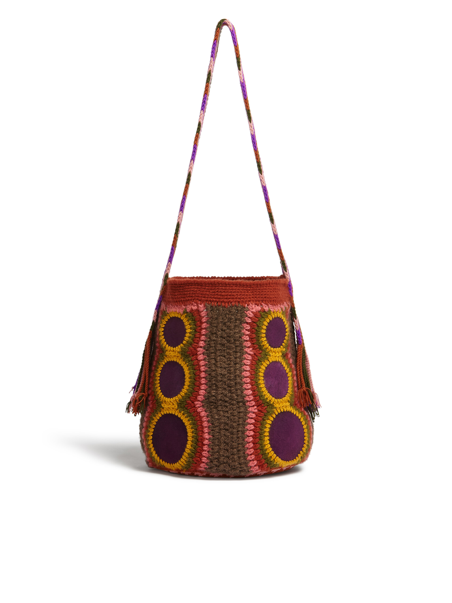 MARNI MARKET Tasche aus technischer Wolle in Braun und Violett - Shopper - Image 3