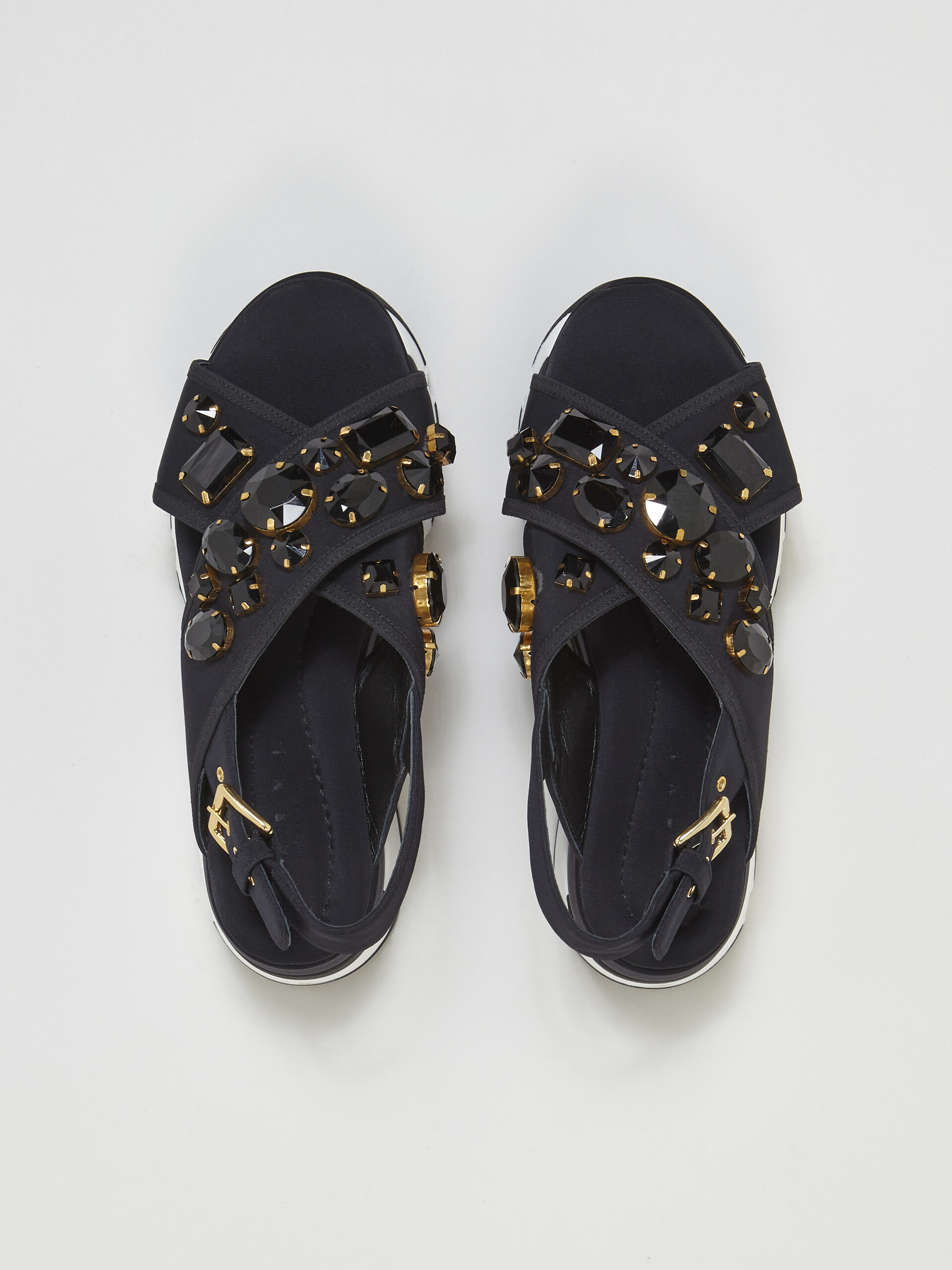 Black wedge in technical fabric - Sandals - Image 4