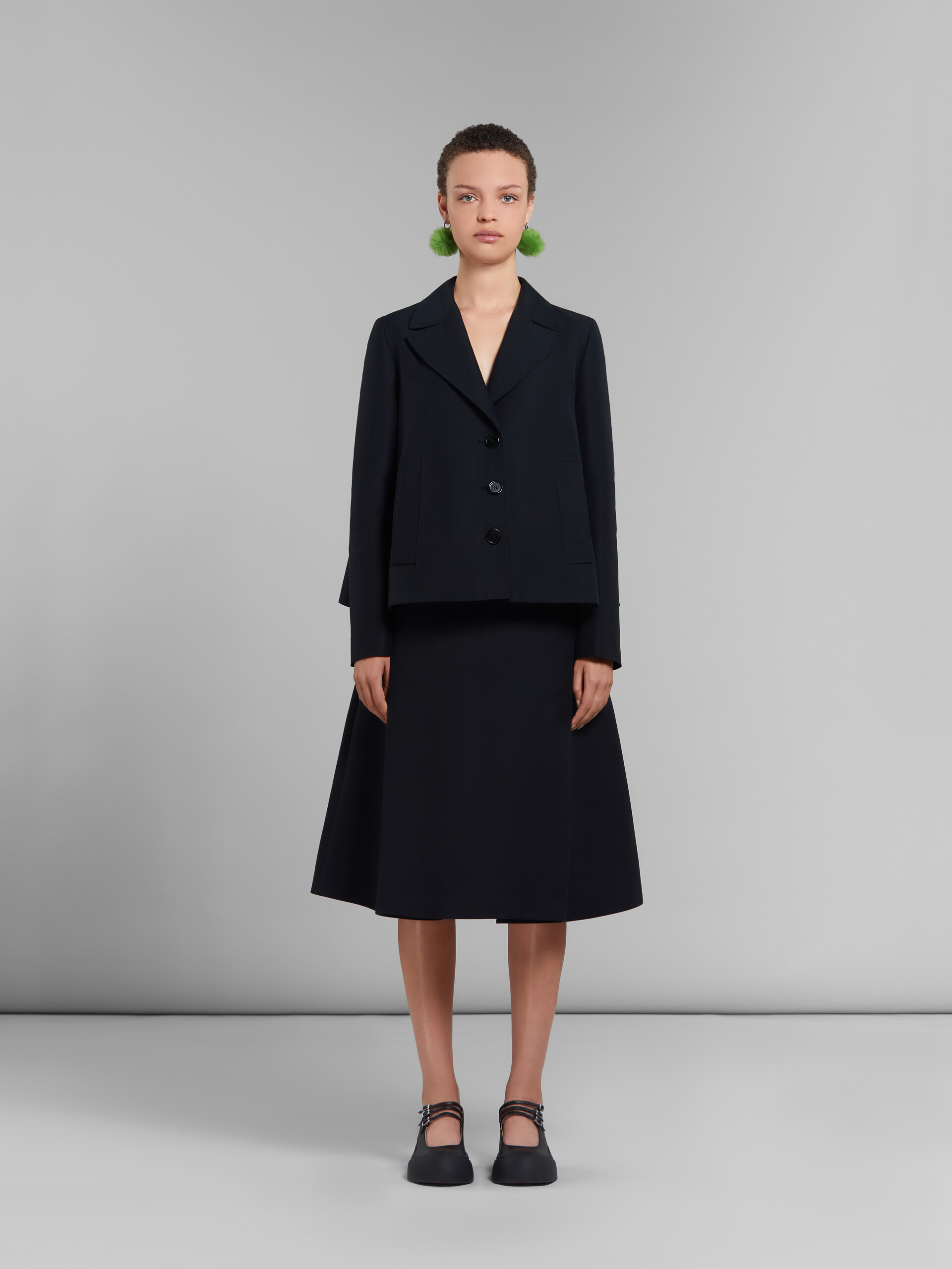 Black cady midi skirt with maxi pleats - Skirts - Image 2