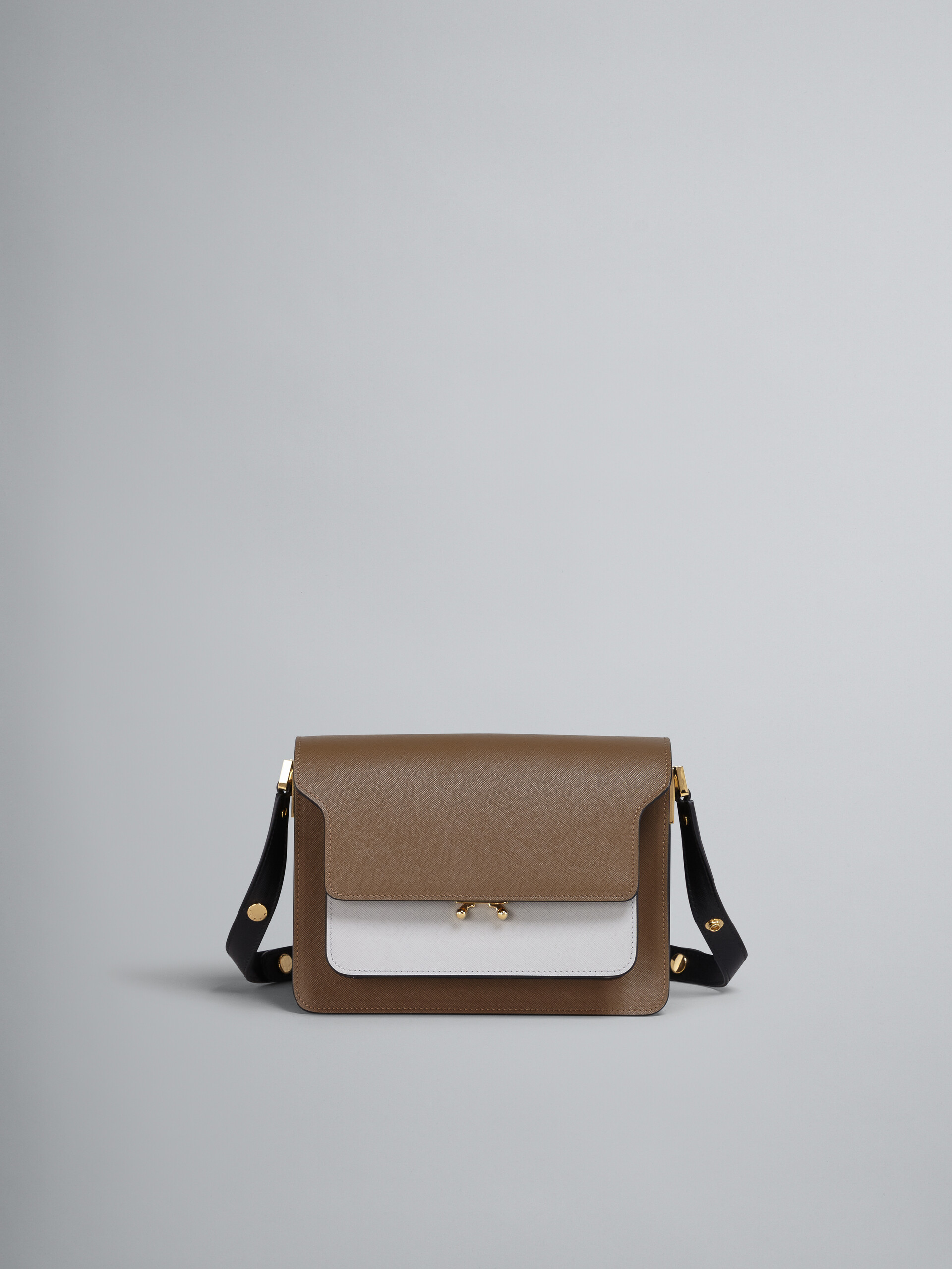 TRUNK bag in saffiano calf brown white and black - Shoulder Bags - Image 1
