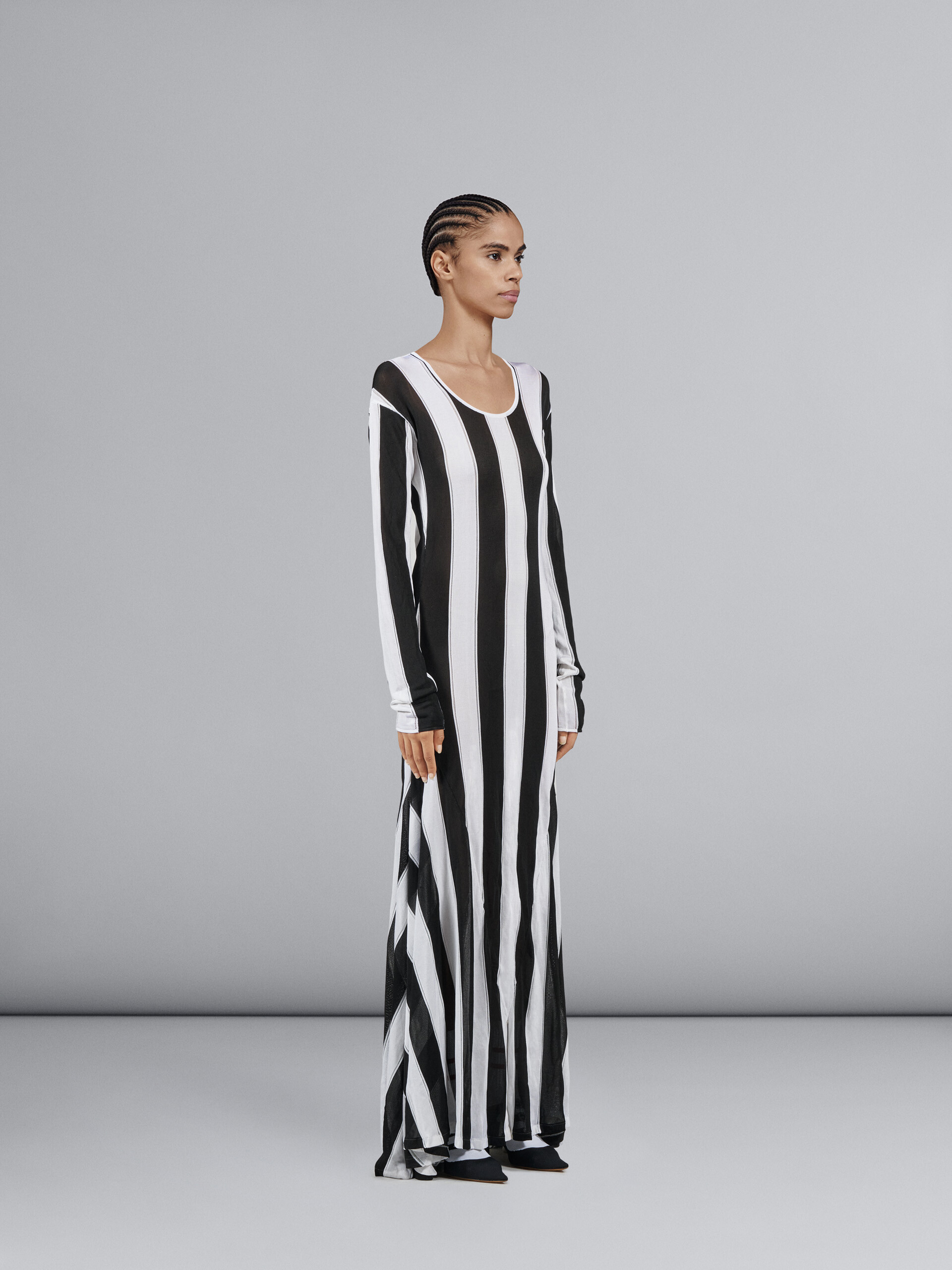 Striped knit viscose long dress | Marni