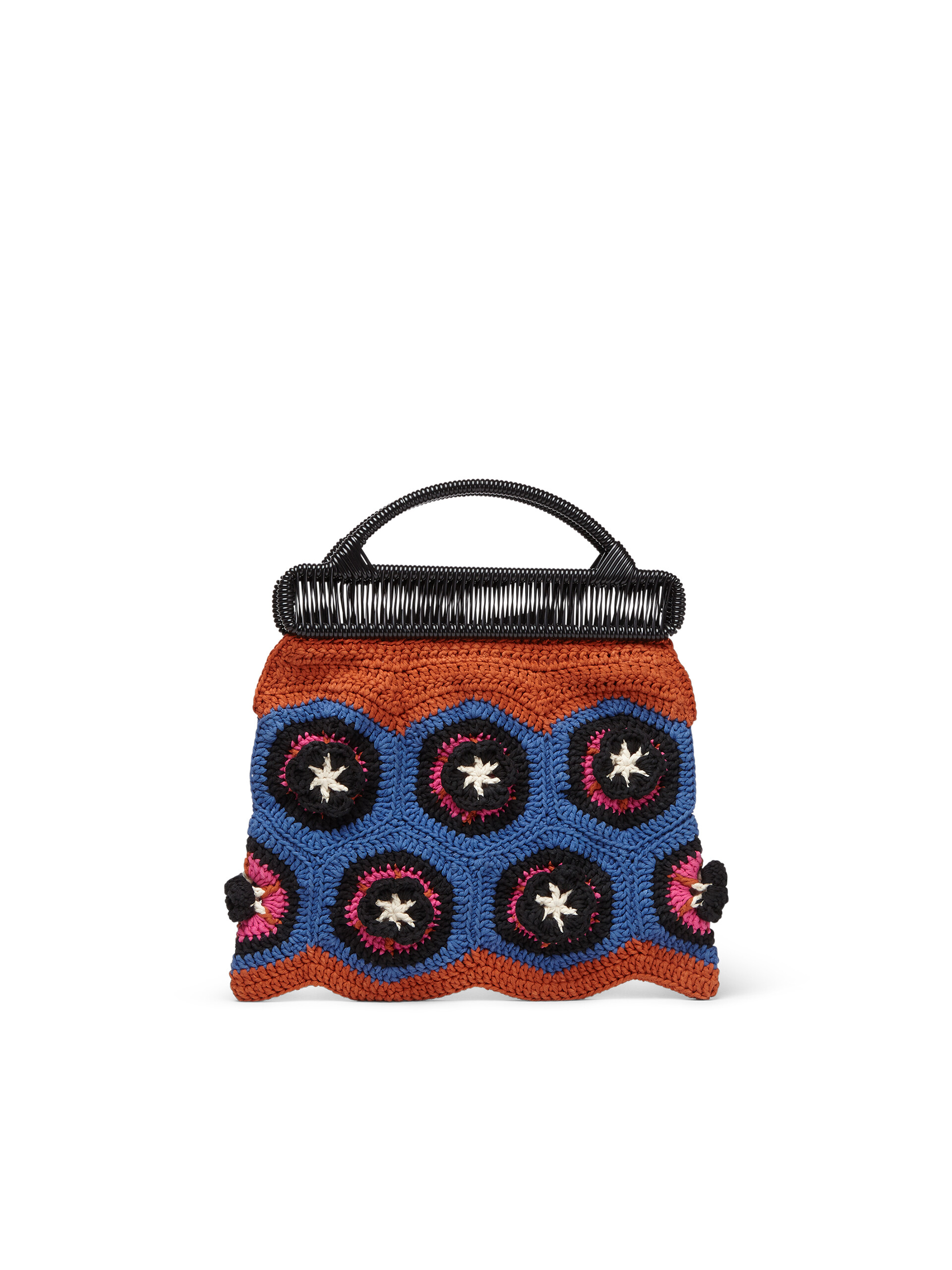 MARNI MARKET frame bag with floral motif in orange and pale blue crochet cotton blend - Furniture - Image 3