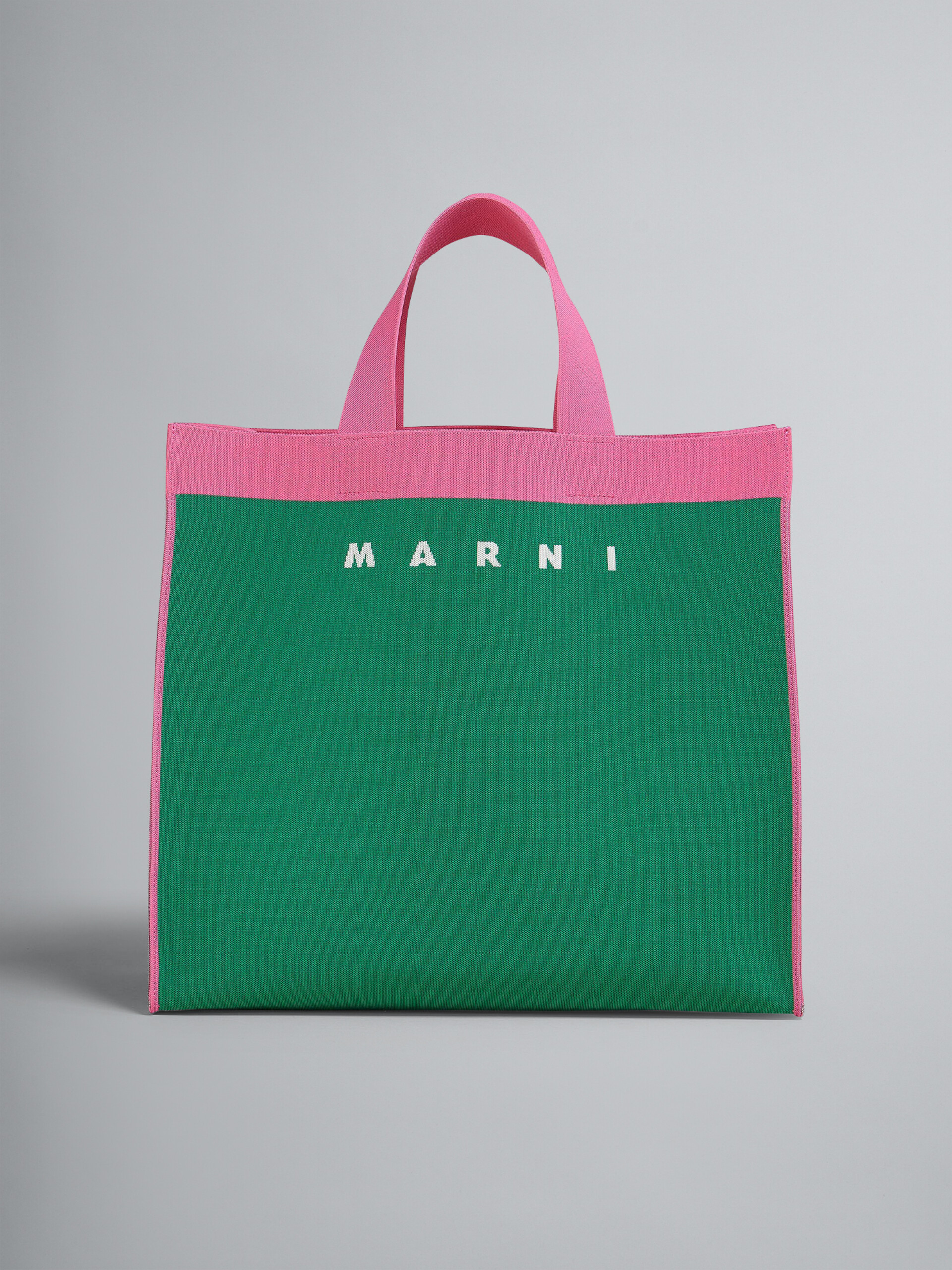Green and fuchsia jacquard shopping bag - Shopping Bags - Image 1