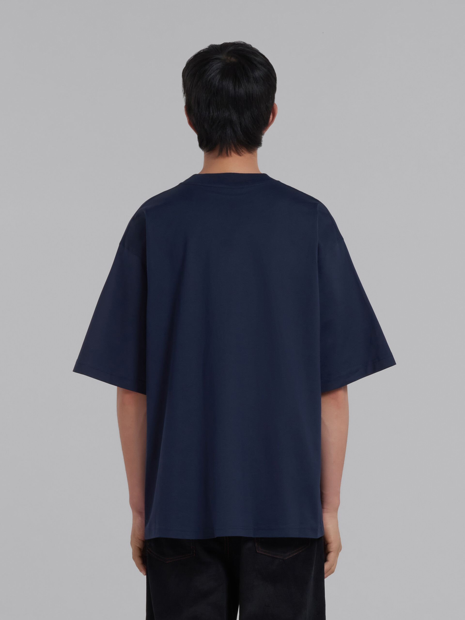 Blau-schwarzes Jersey-T-Shirt mit Logoprint - T-shirts - Image 3