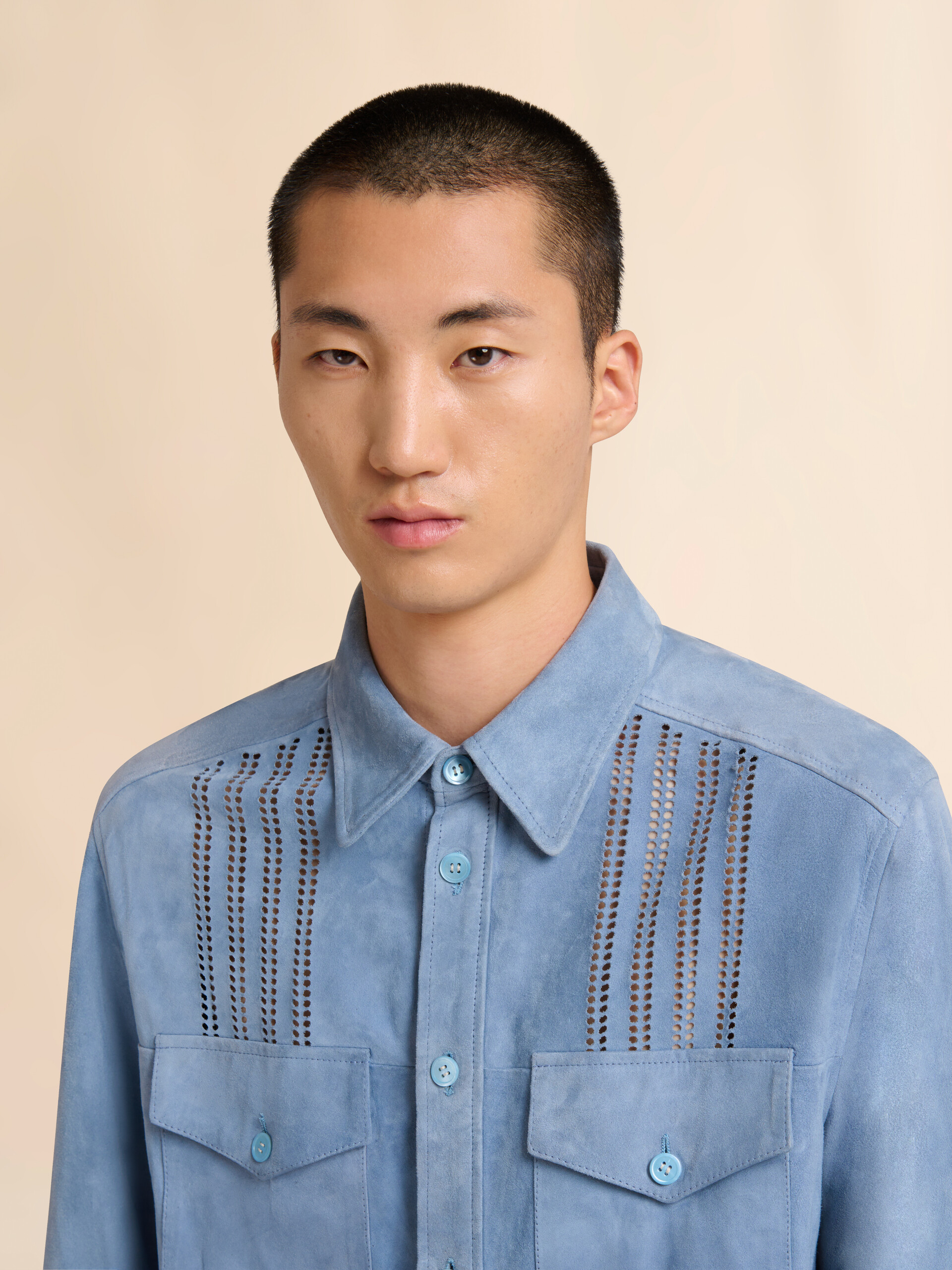 Brown suede shirt with cut-out detailing - Shirts - Image 3