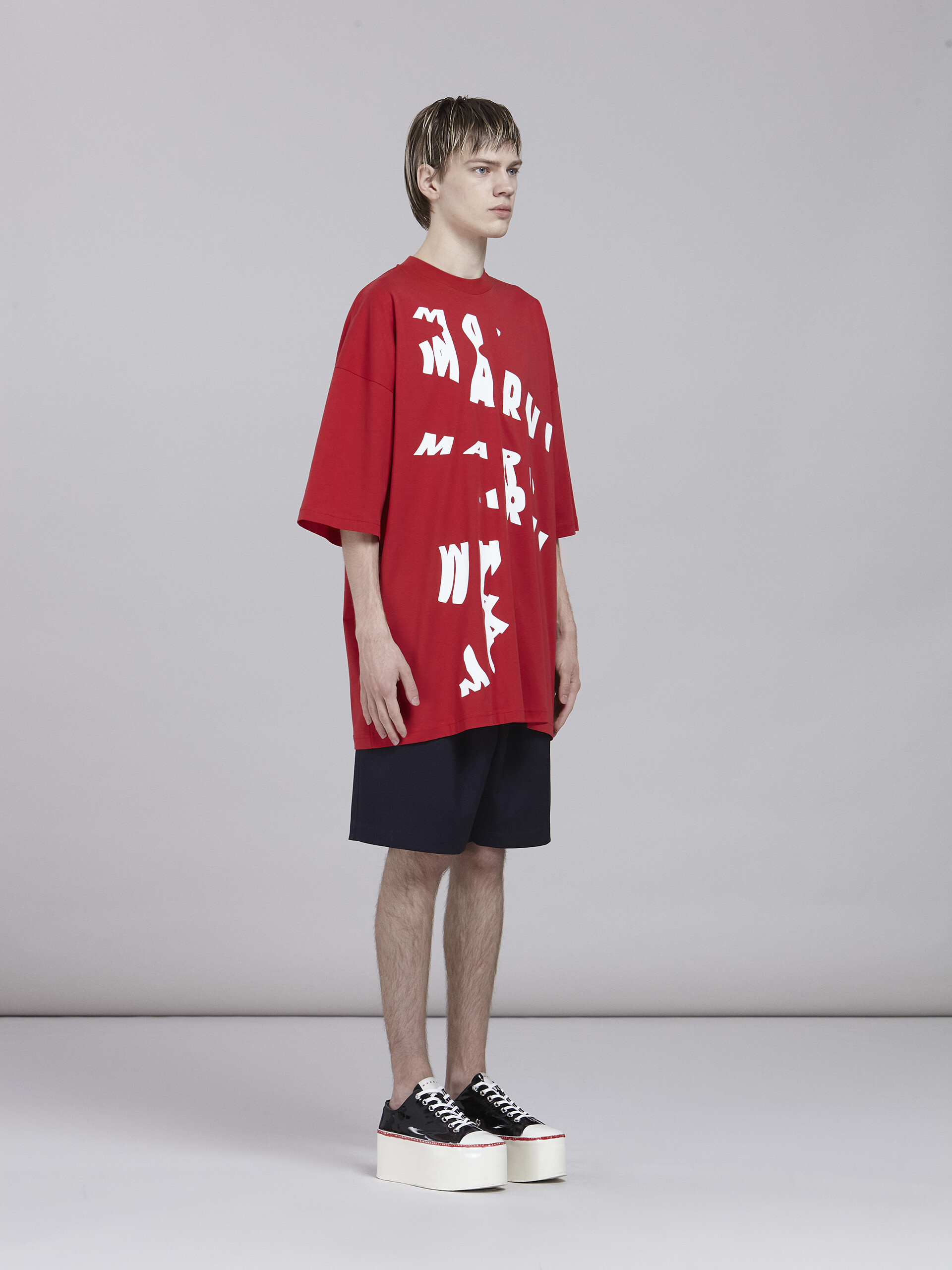 T-shirt oversize en jersey rouge à imprimé Scanned Logo - T-shirts - Image 5