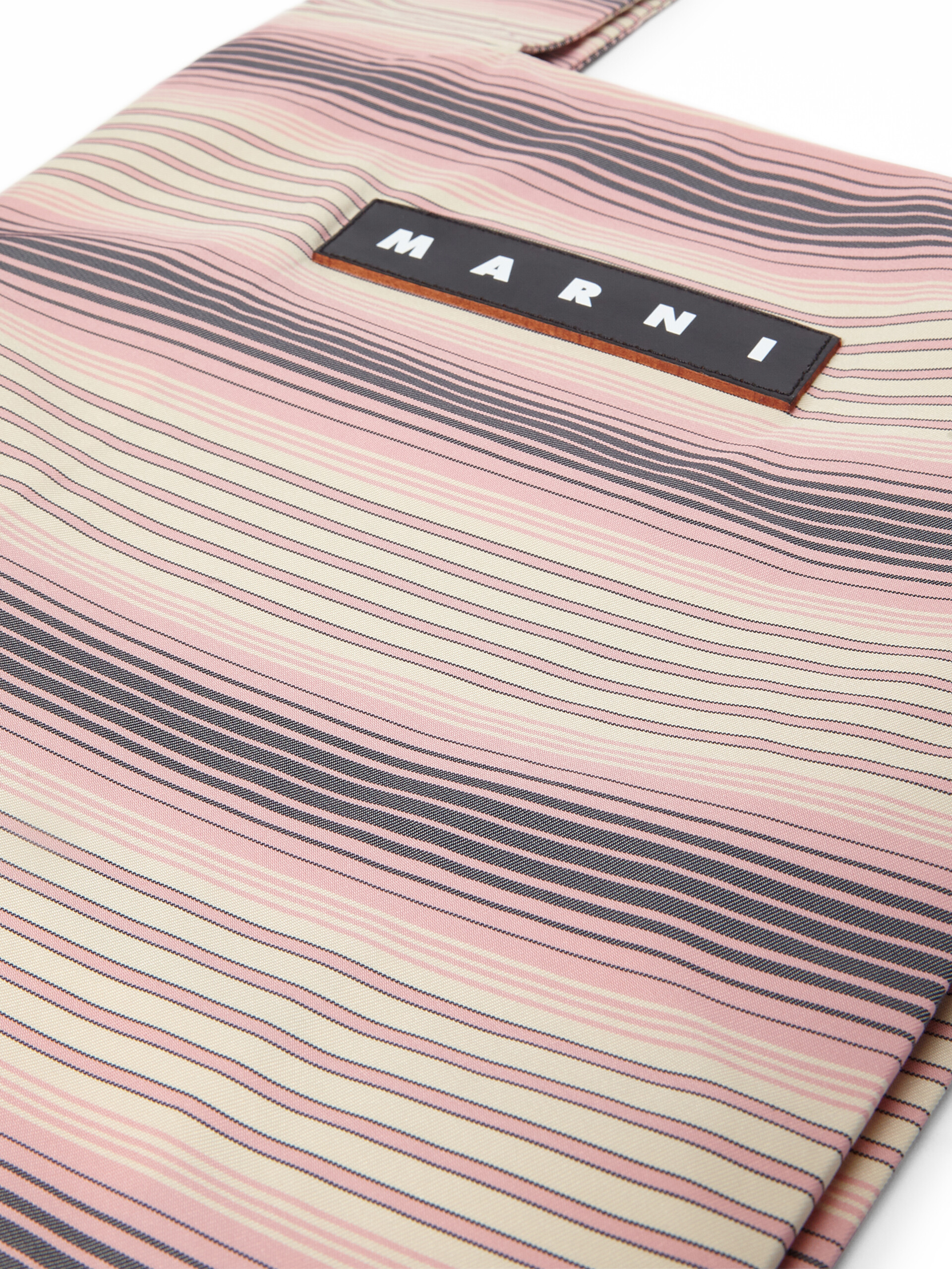 MARNI MARKET shopping bag with pink horizontal striped print - Bags - Image 4