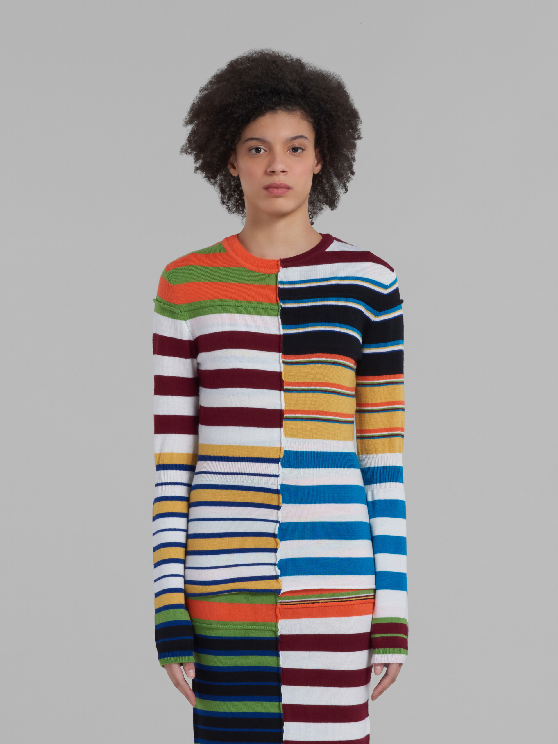 Multicoloured knit sweater with patchwork stripes - Pullovers - Image 2