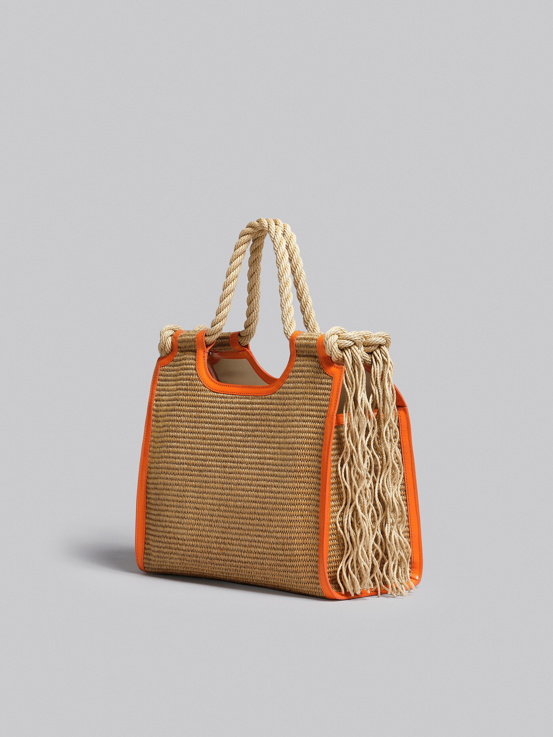 Marni x No Vacancy Inn - Marcel Tote Bag in raffia with orange trims - Handbag - Image 3