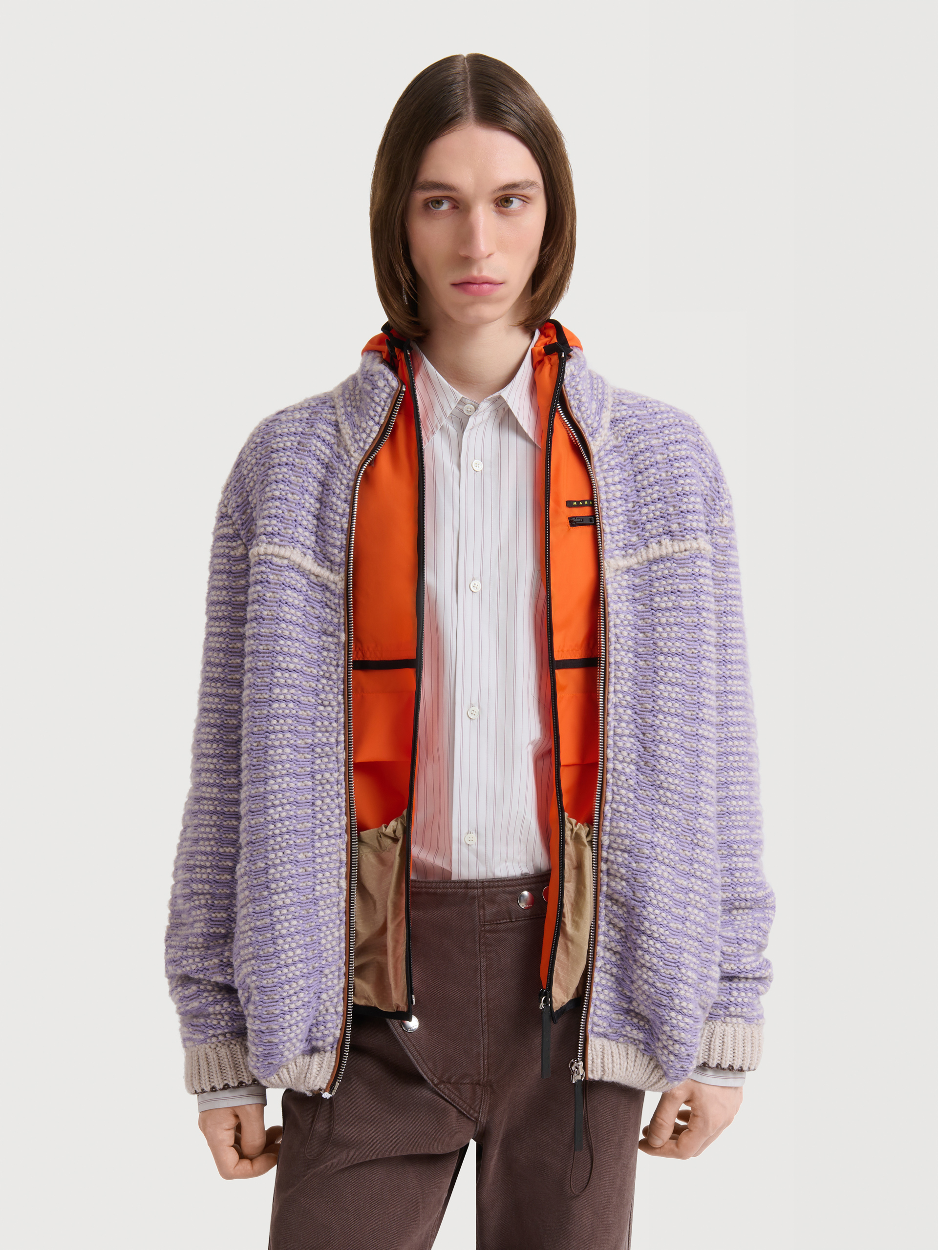 Purple cotton-wool knit jacket - Jackets - Image 2
