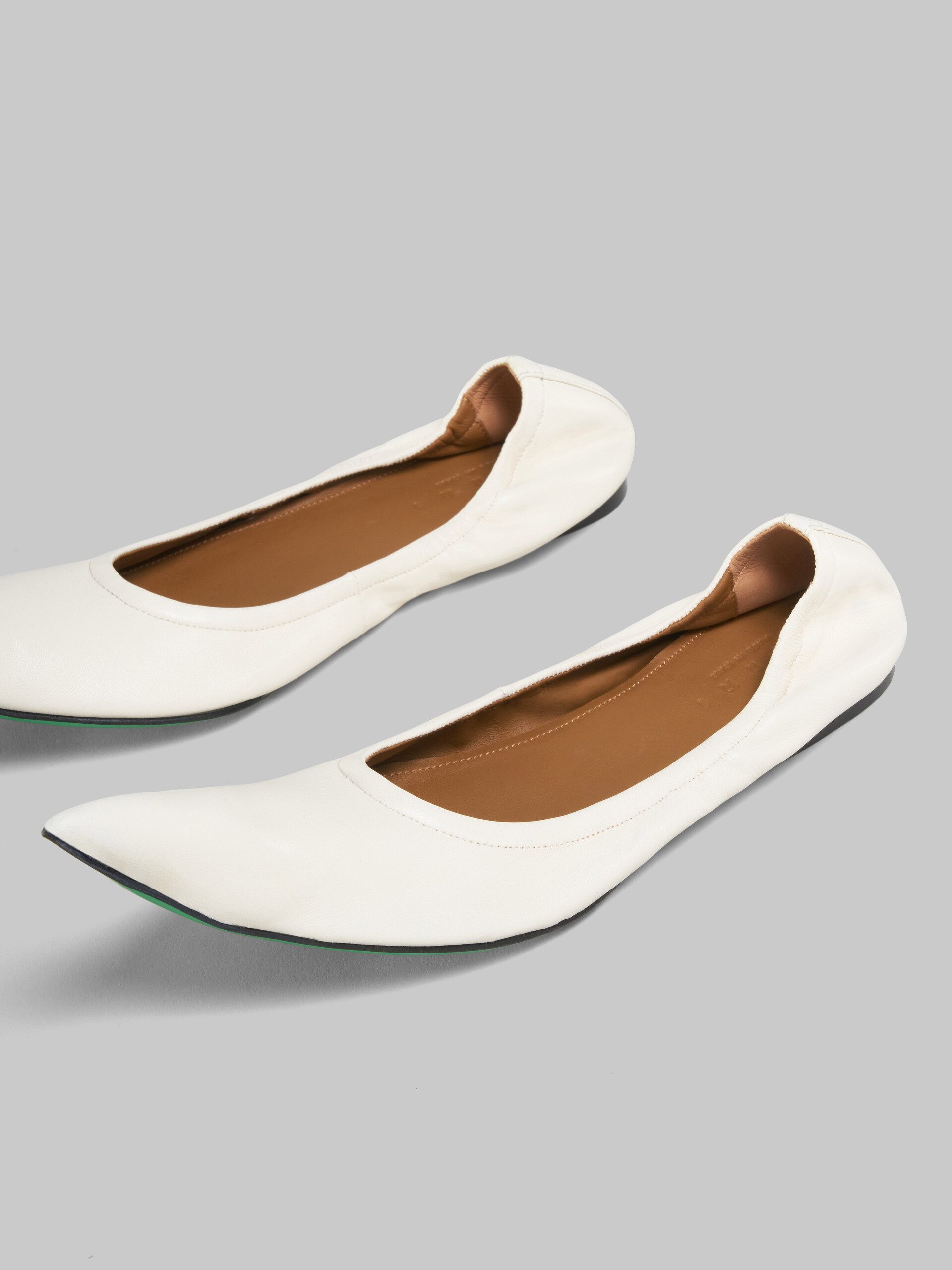 White nappa pointed-toe ballet flats - Ballet Shoes - Image 5