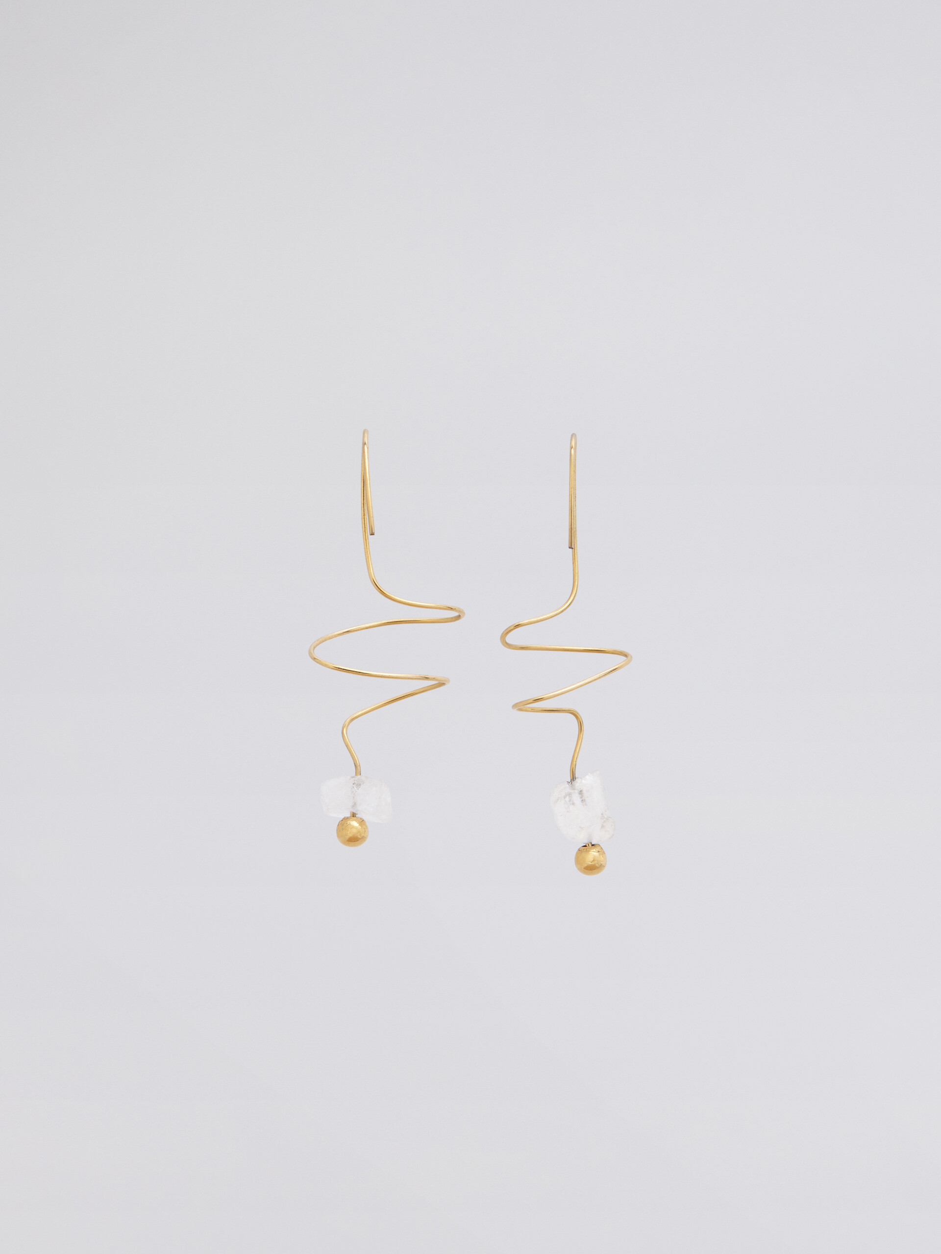 TEARS hook earrings in gold-tone brass and quartz - Earrings - Image 2
