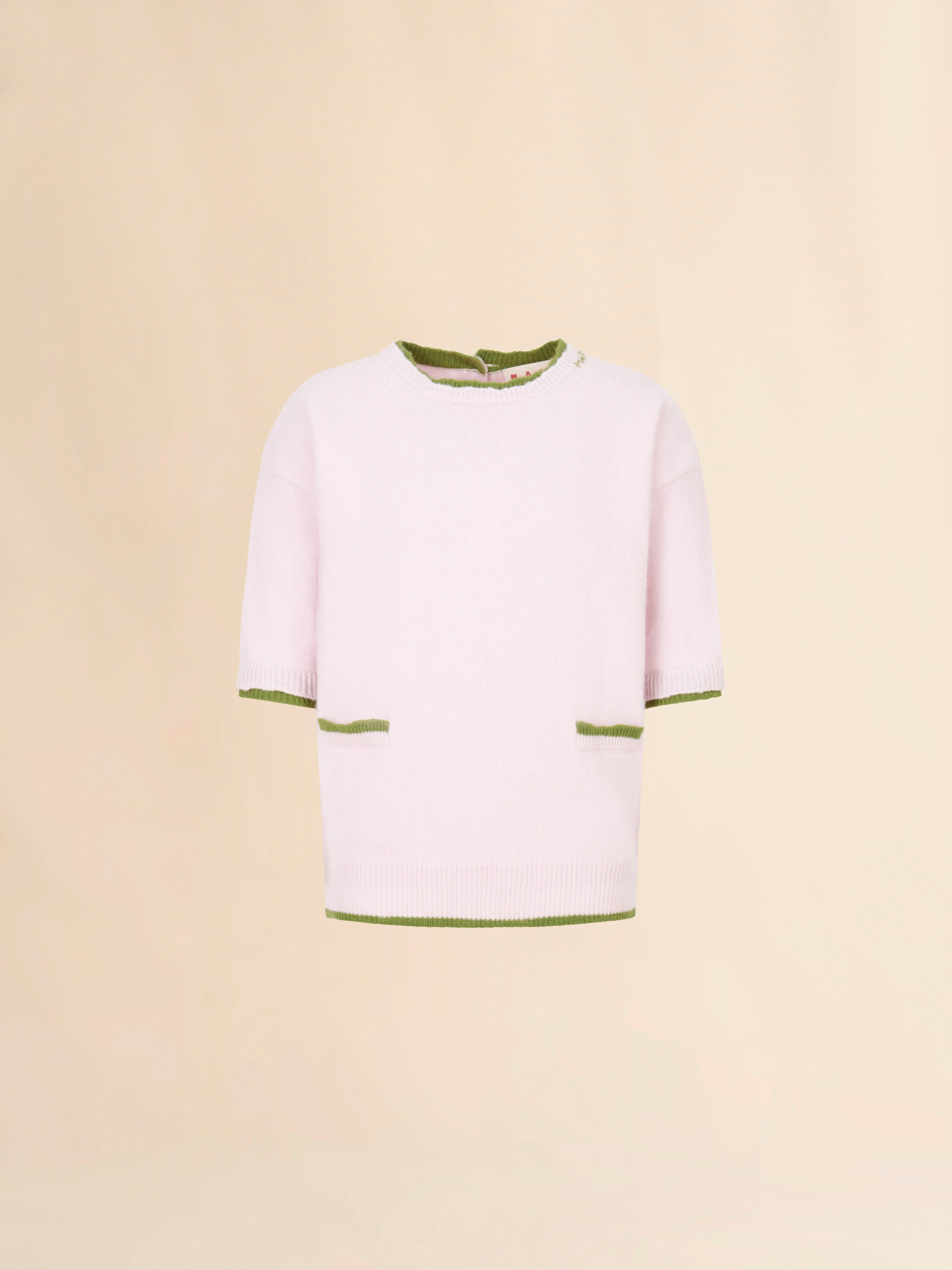 Pink wool-cashmere reverse cardigan jumper - Pullovers - Image 1