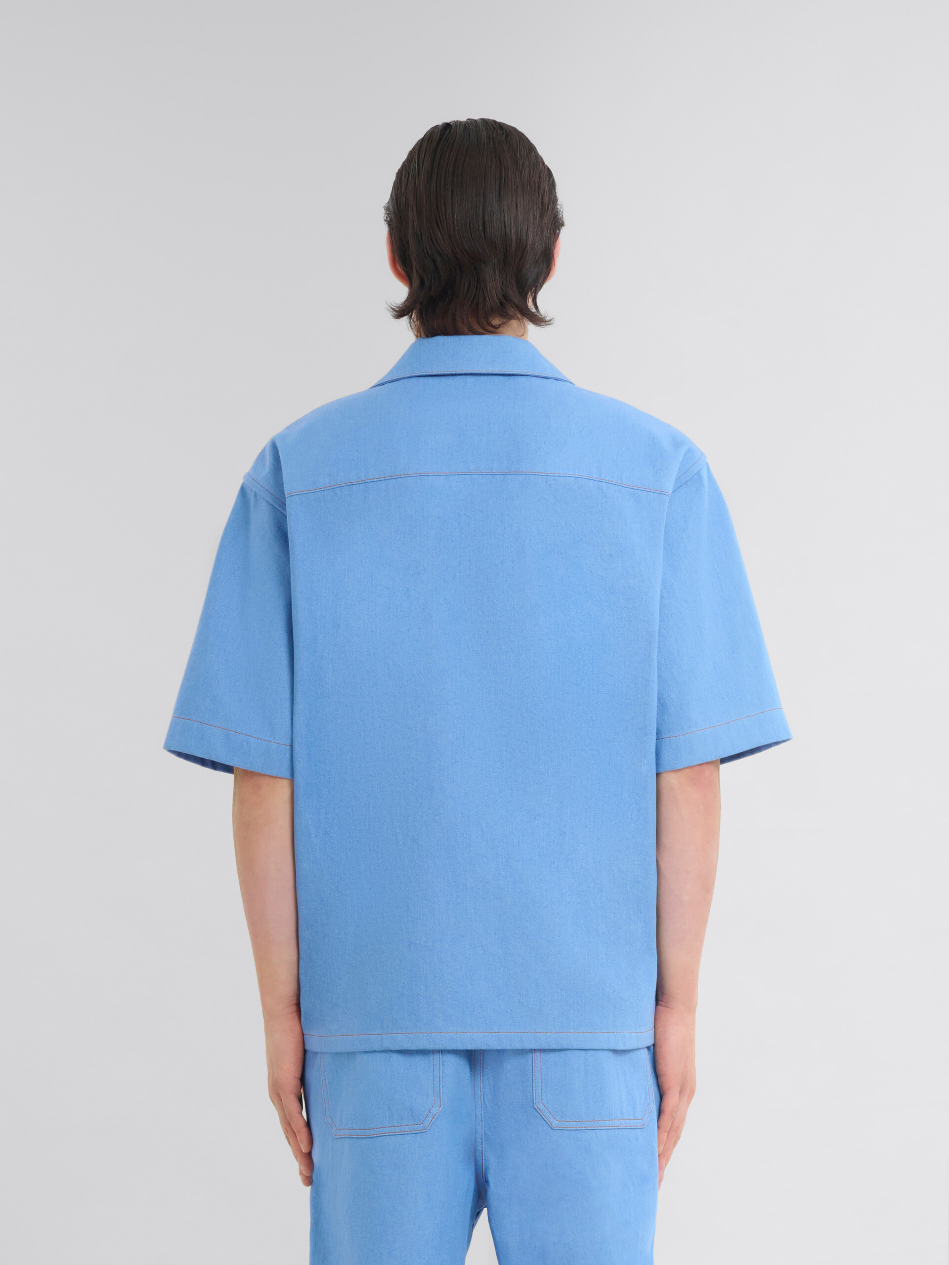 ブルー マルニ メンディングロゴ付き デニム製 ボーリングシャツ - シャツ - Image 3