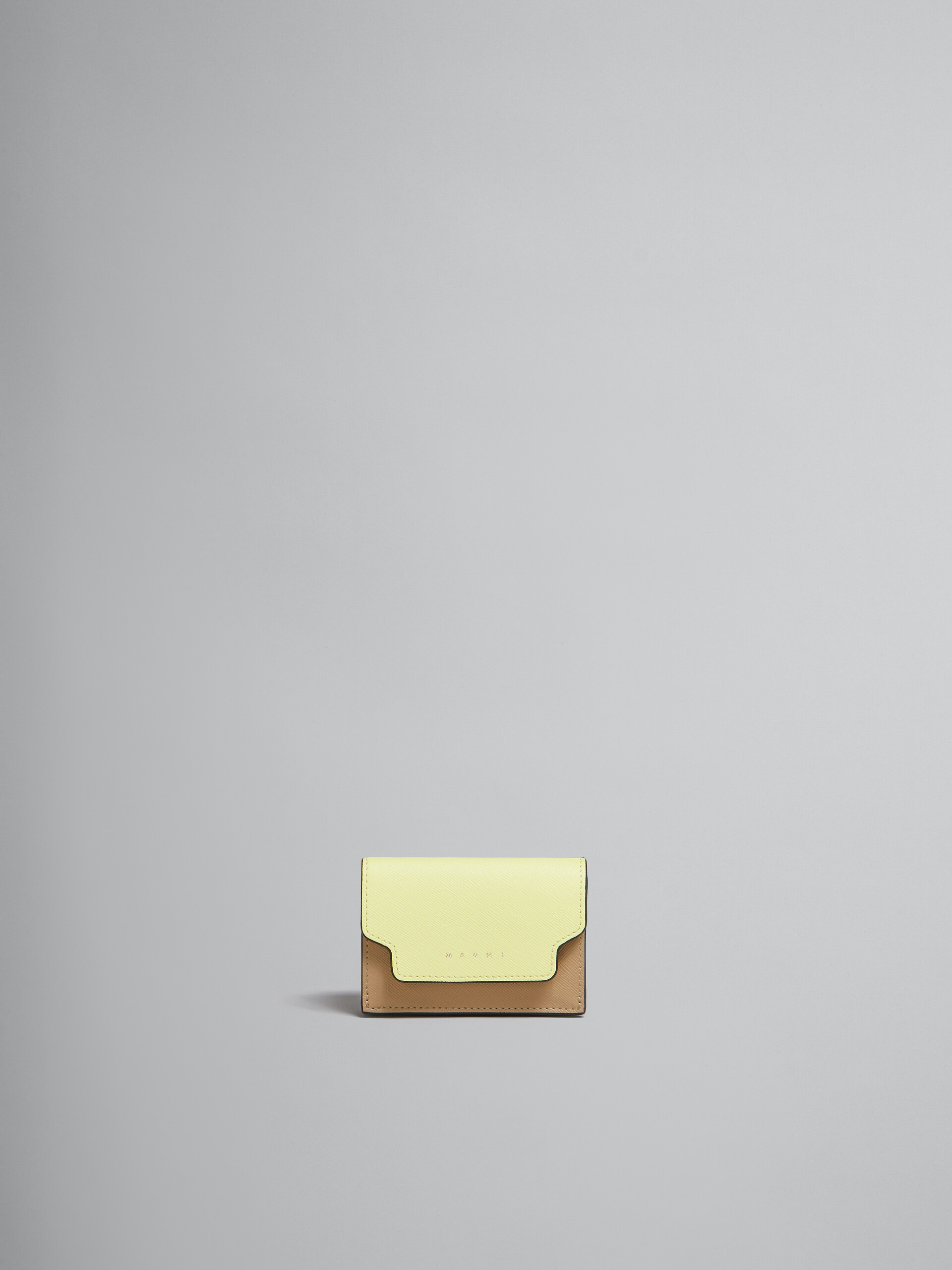 グリーン、ホワイト、ブラウン サフィアーノレザー三つ折りウォレット - 財布 - Image 1