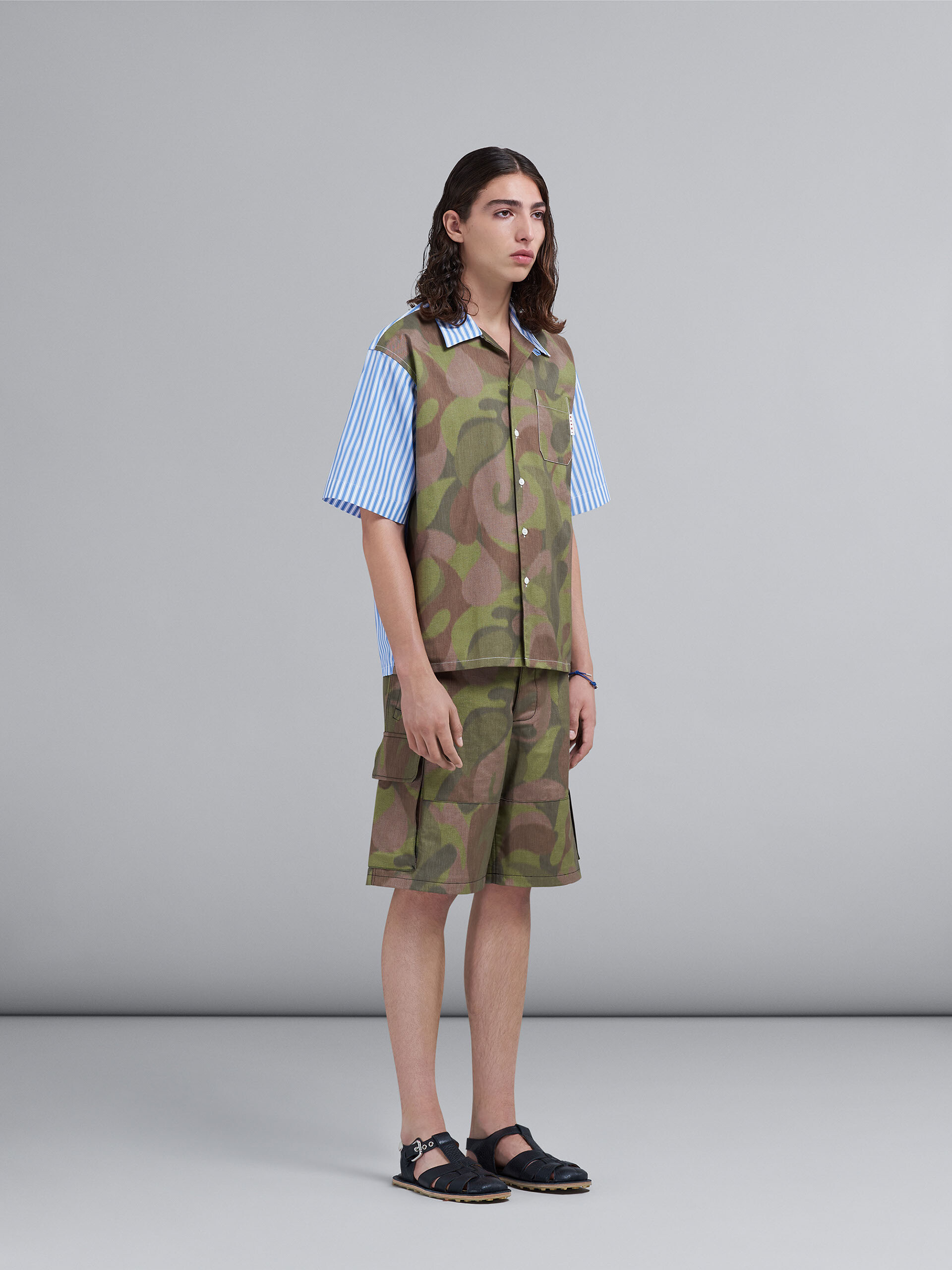 50s Camo print mixed material bowling 