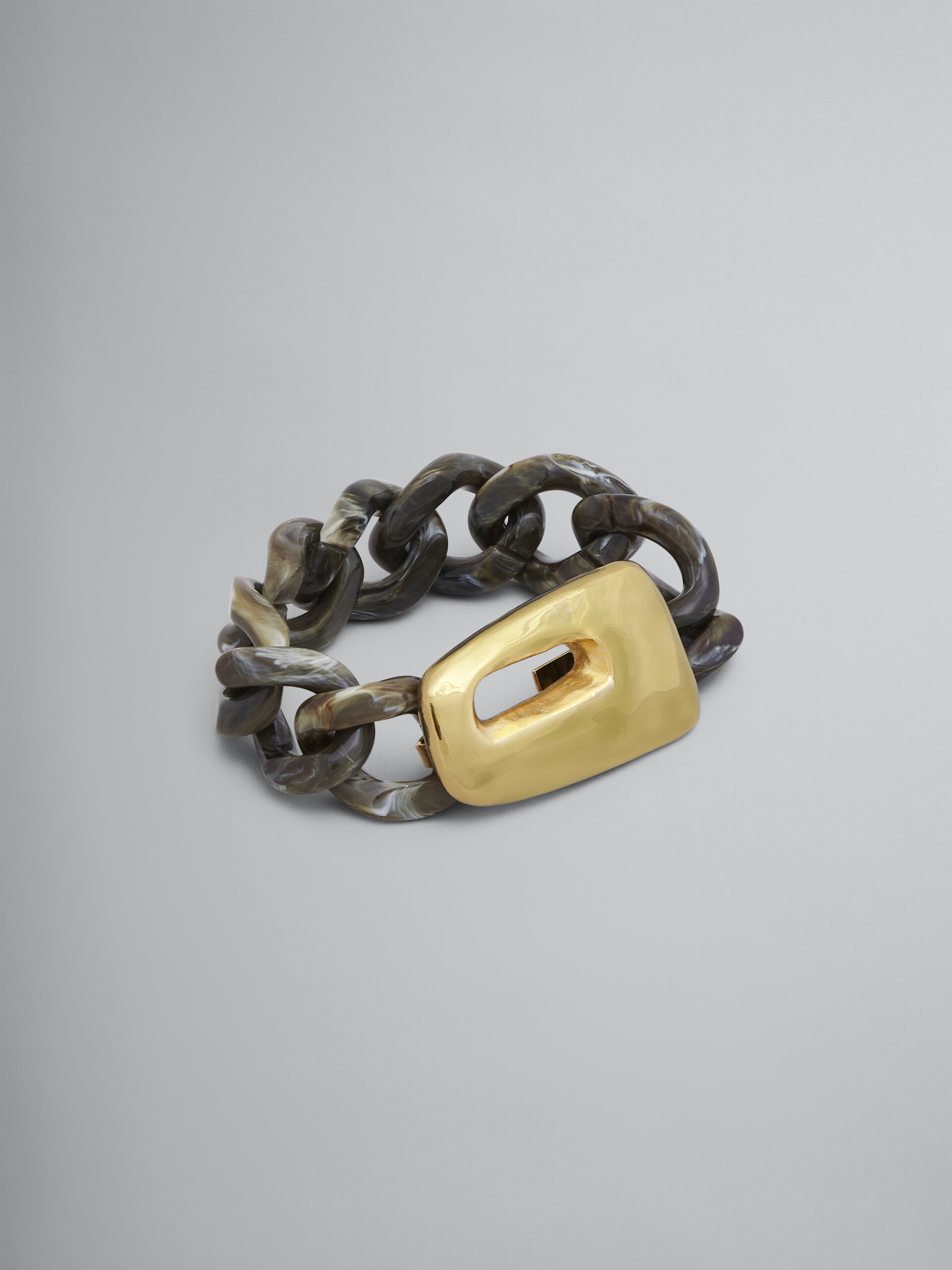 Bracelet TRAPEZE en métal, résine et émail vert - Bracelets - Image 1