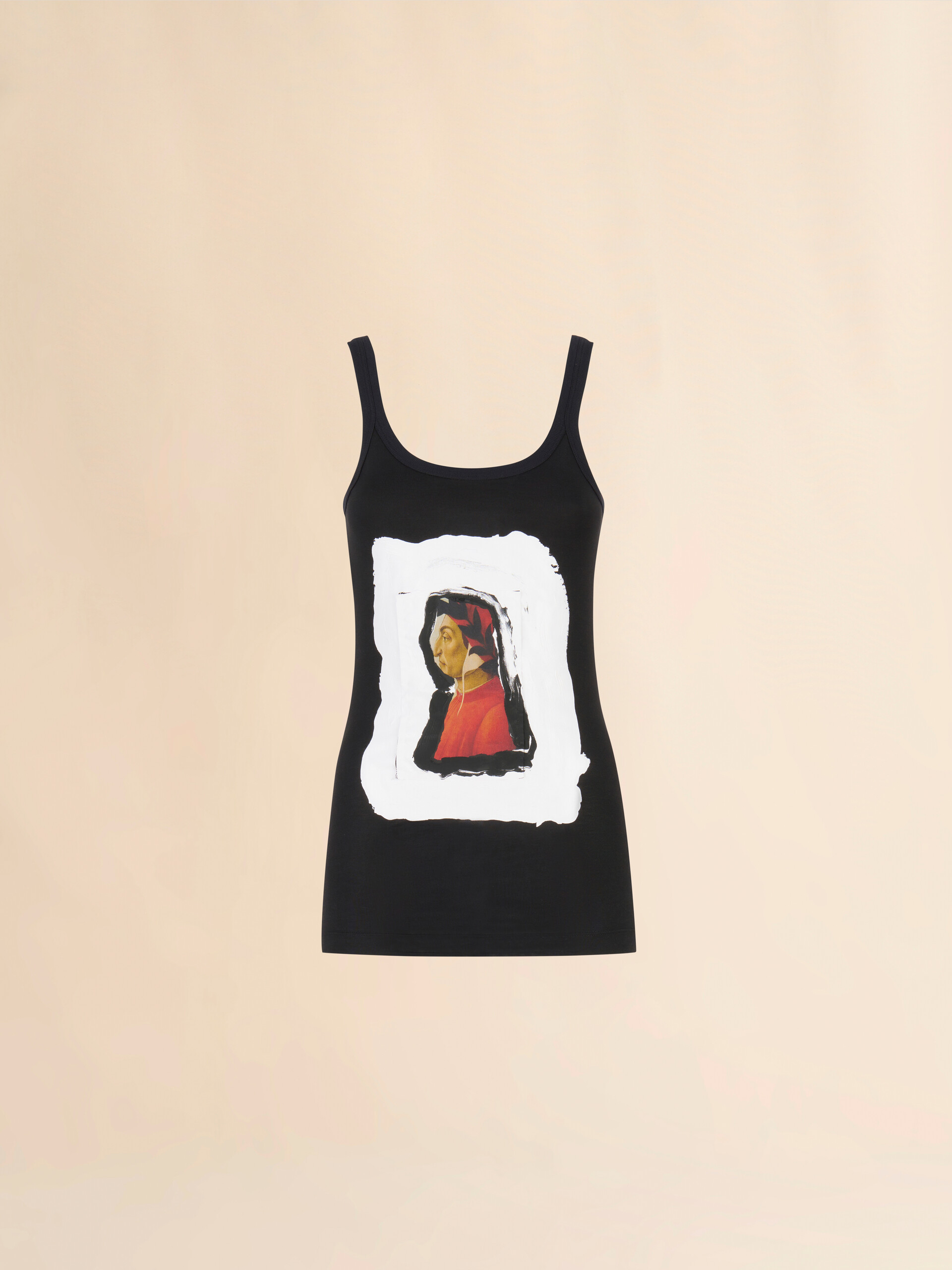 ブラック コットン製タンクトップ、Dante プリント - Tシャツ - Image 1