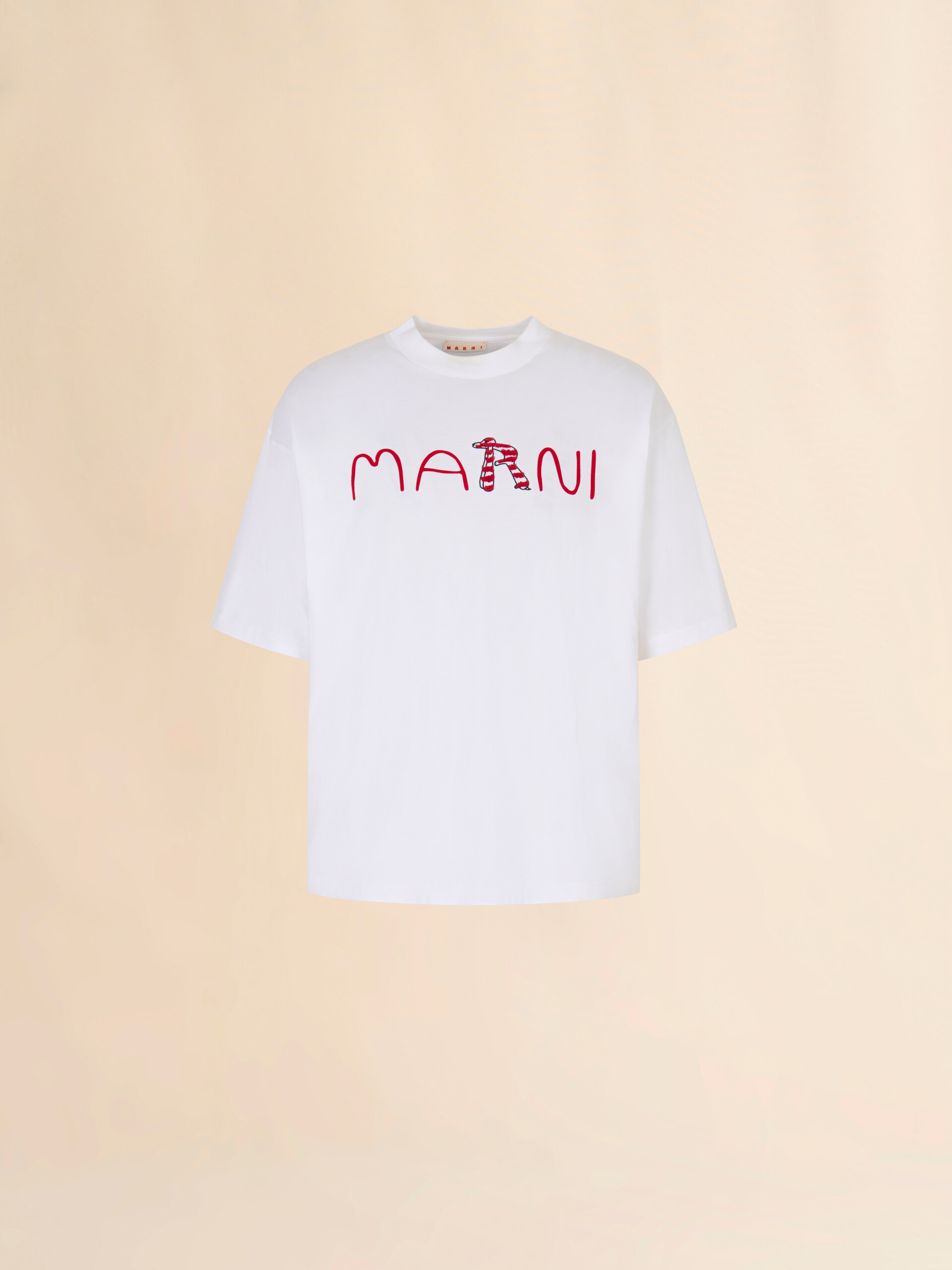 Camiseta de algodón blanca con logotipo de Marni Animal Alphabet flocado - Camisas - Image 1
