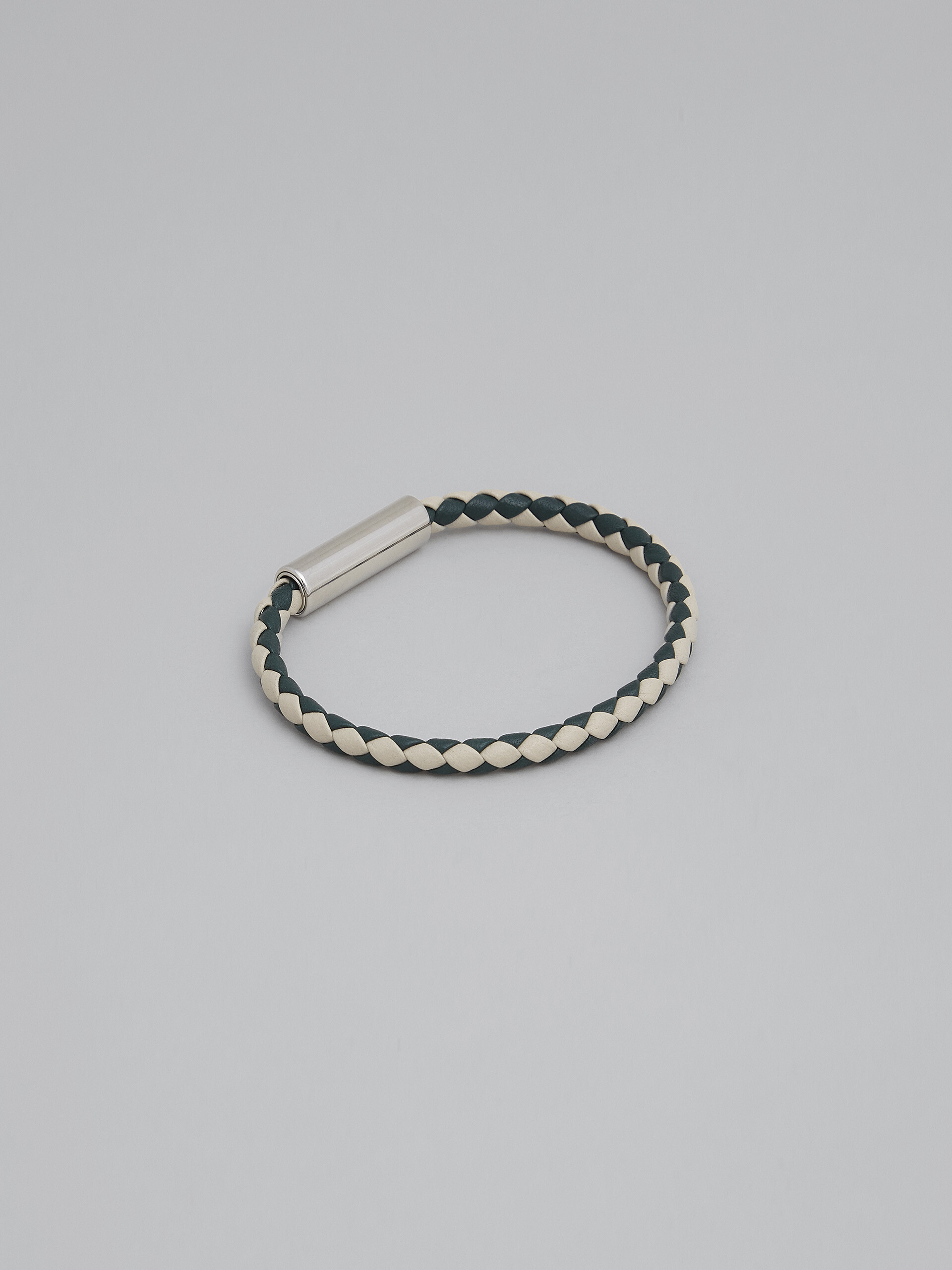 White and green braided leather bracelet - Bracelets - Image 3